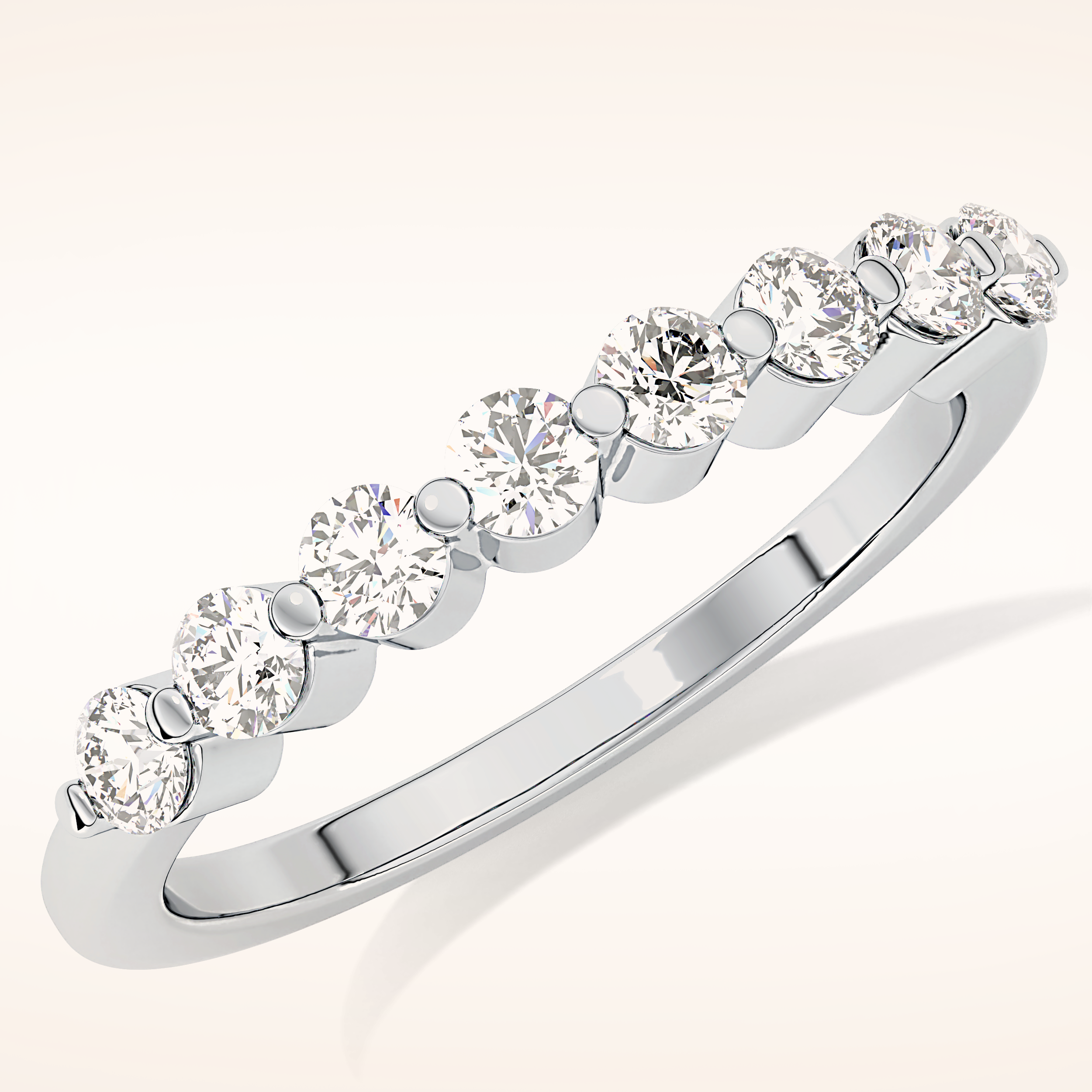 0.47 TCW Round Shaped Moissanite Half Eternity Wedding Band