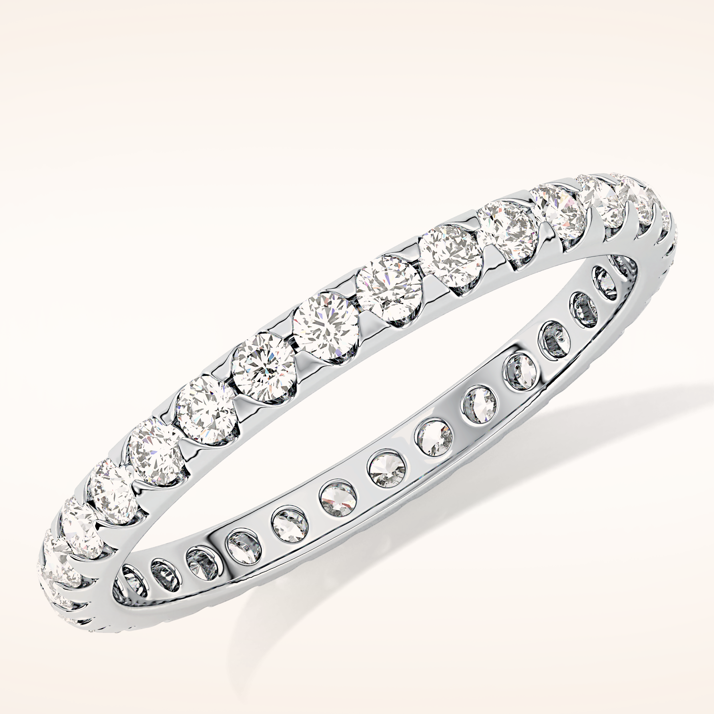 0.59 TCW Round Shaped Moissanite Full Eternity Wedding Band