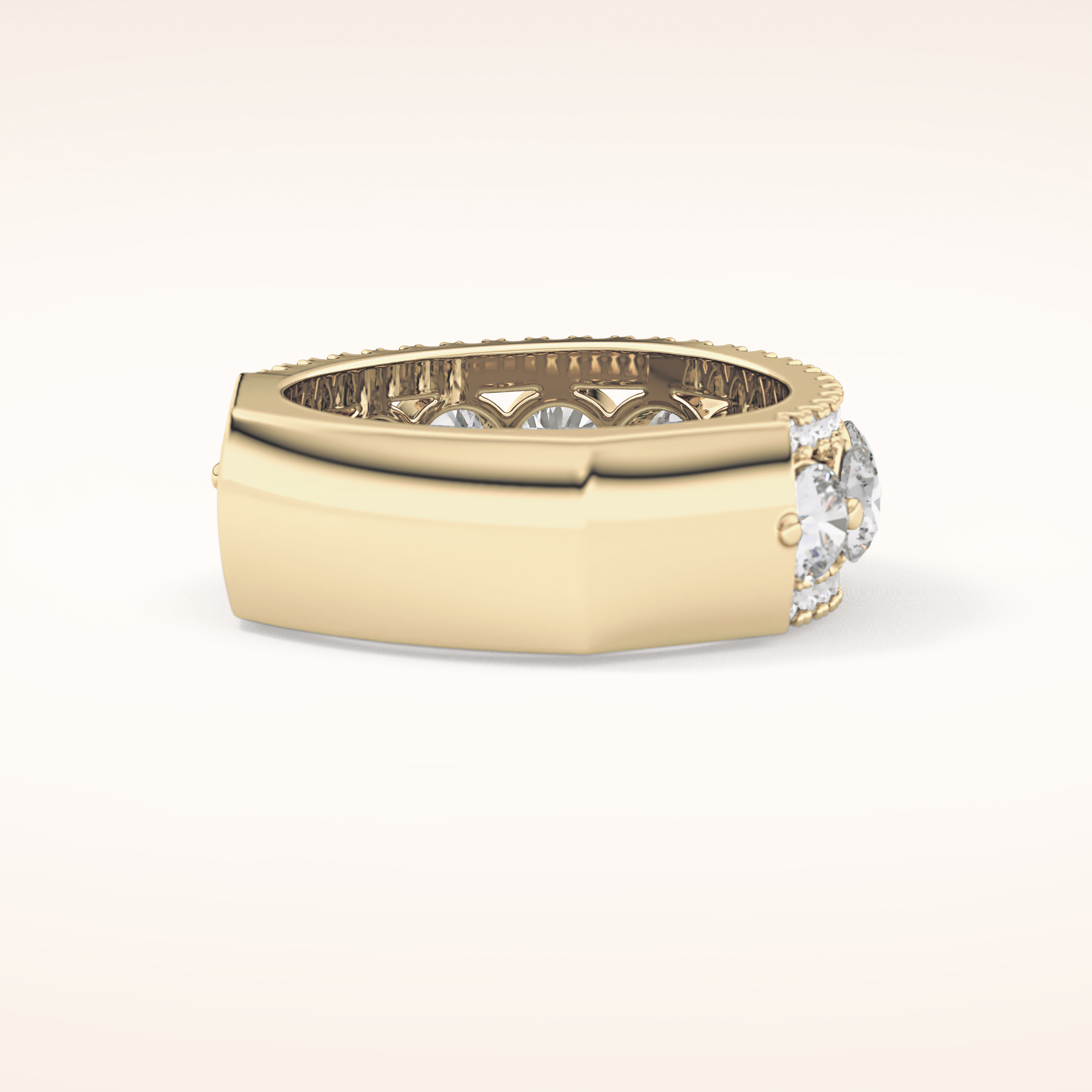 2.67 TCW Round Shaped Moissanite Half Eternity Wedding Band