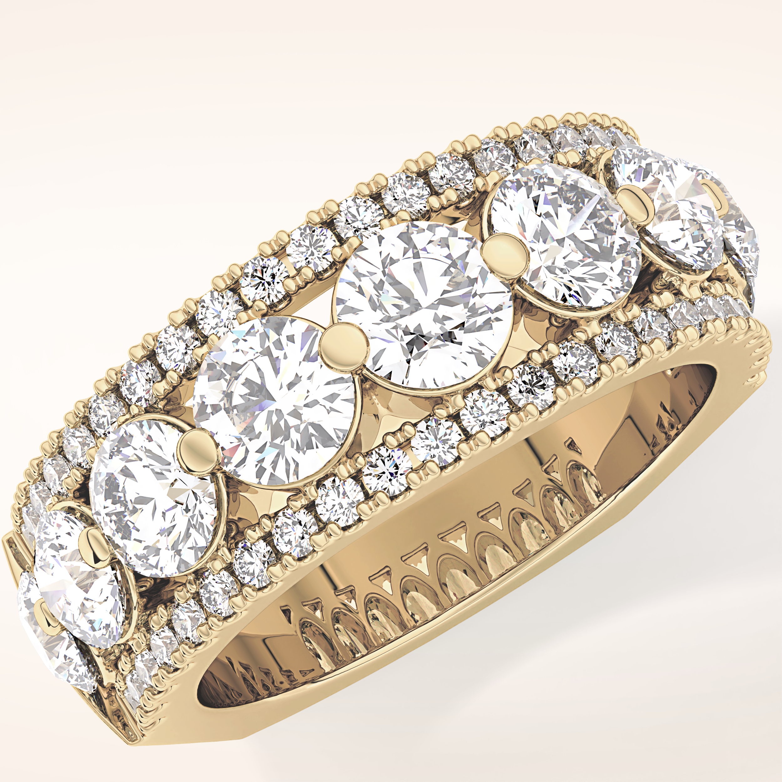 2.67 TCW Round Shaped Moissanite Half Eternity Wedding Band