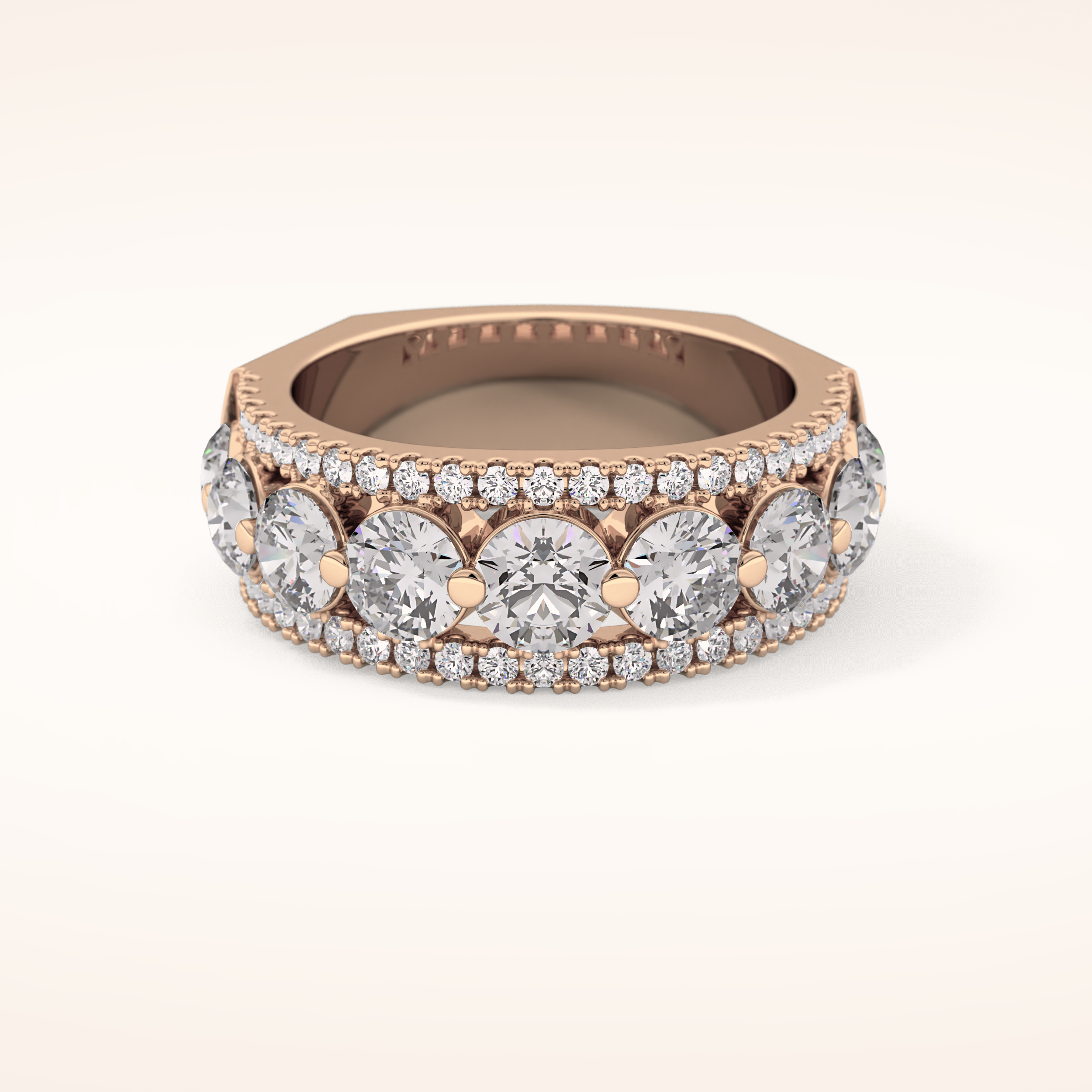 2.67 TCW Round Shaped Moissanite Half Eternity Wedding Band