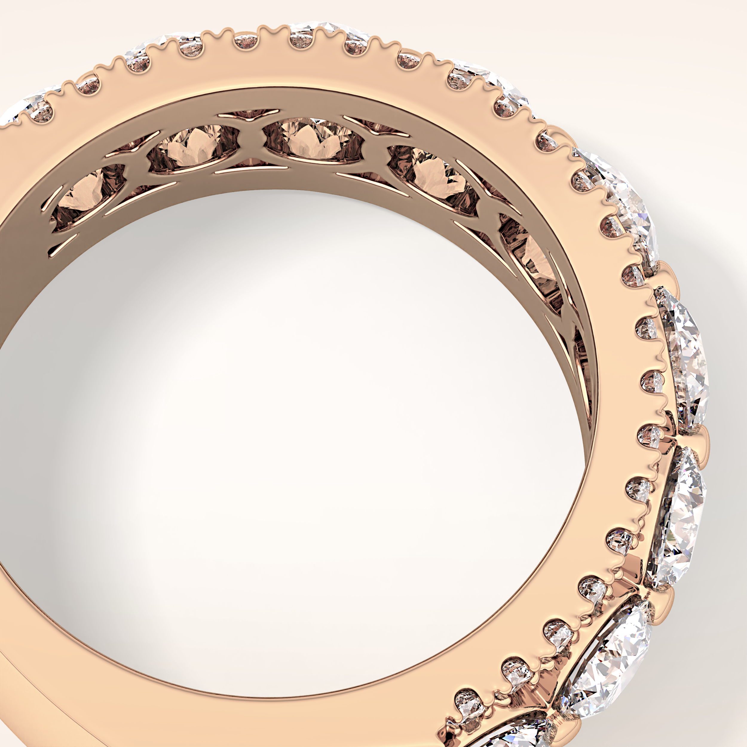 2.67 TCW Round Shaped Moissanite Half Eternity Wedding Band