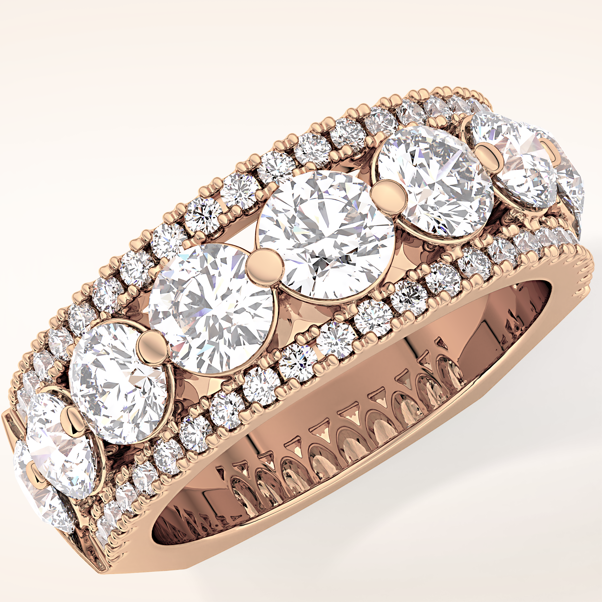 2.67 TCW Round Shaped Moissanite Half Eternity Wedding Band
