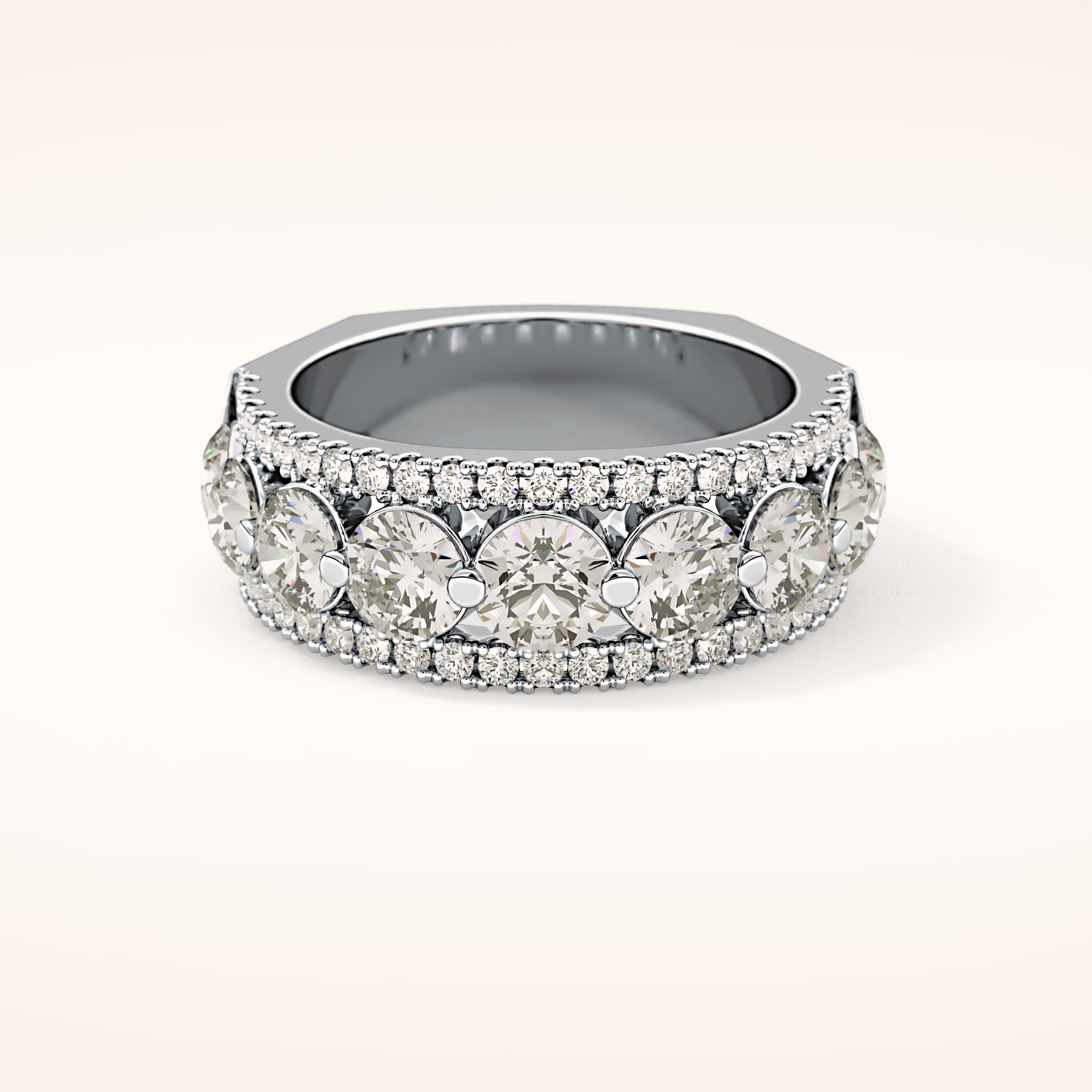 2.67 TCW Round Shaped Moissanite Half Eternity Wedding Band