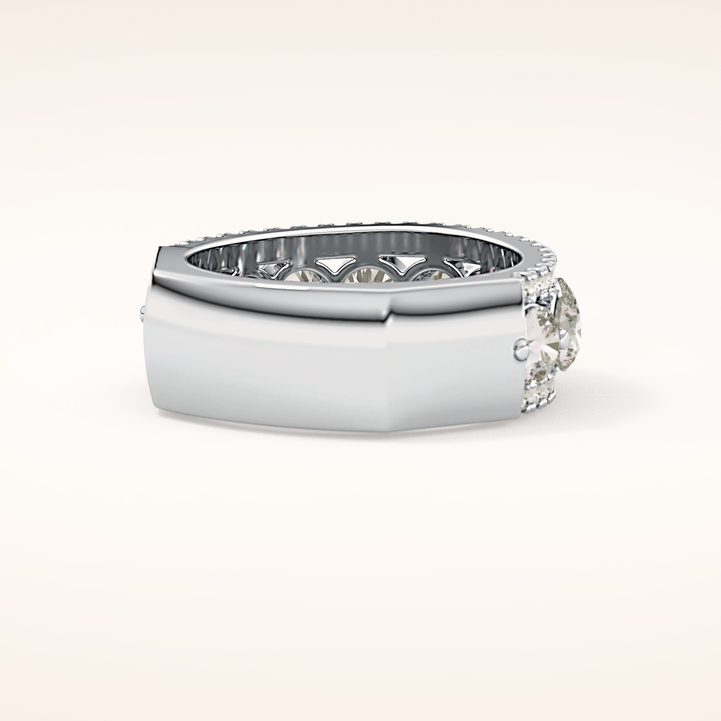 2.67 TCW Round Shaped Moissanite Half Eternity Wedding Band