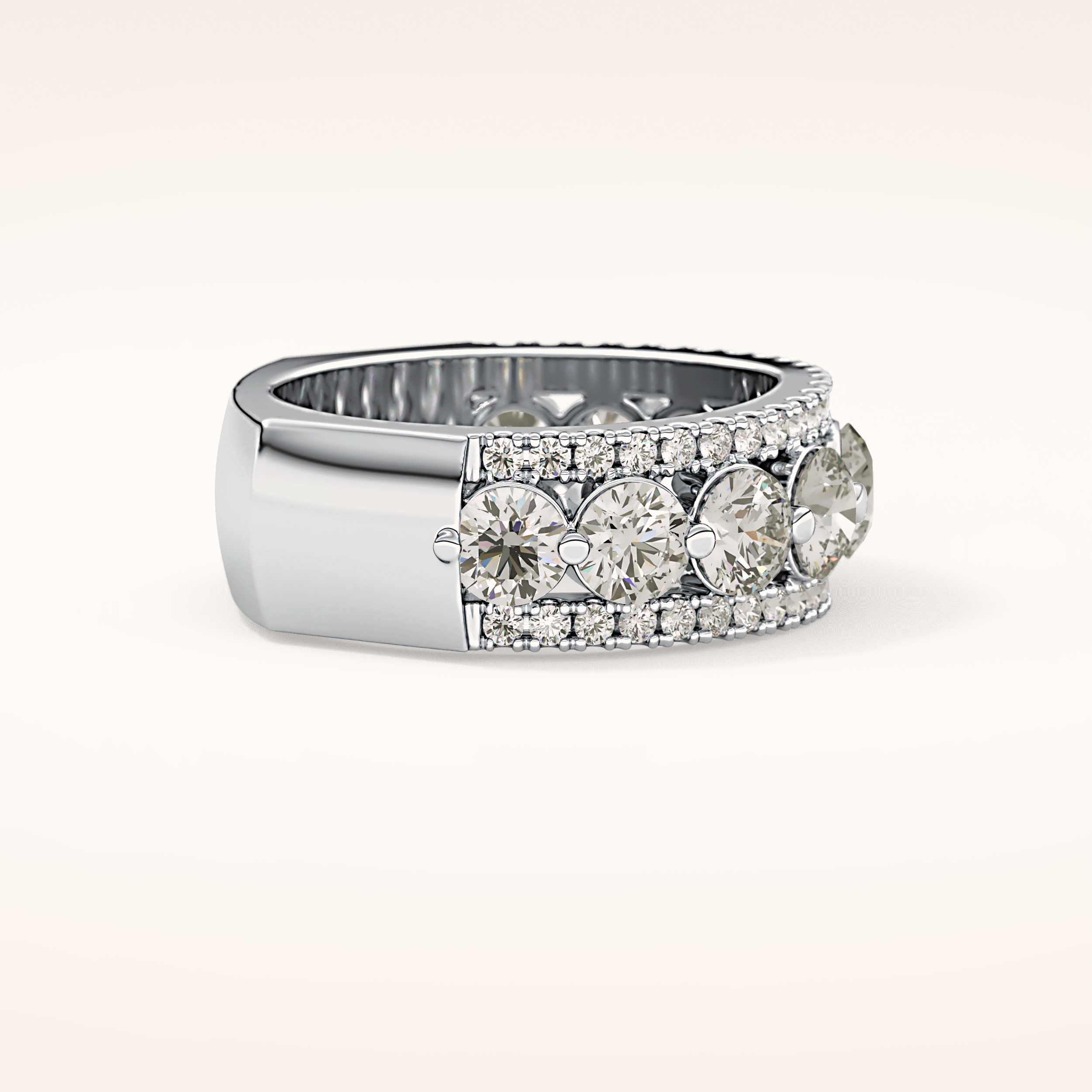 2.67 TCW Round Shaped Moissanite Half Eternity Wedding Band