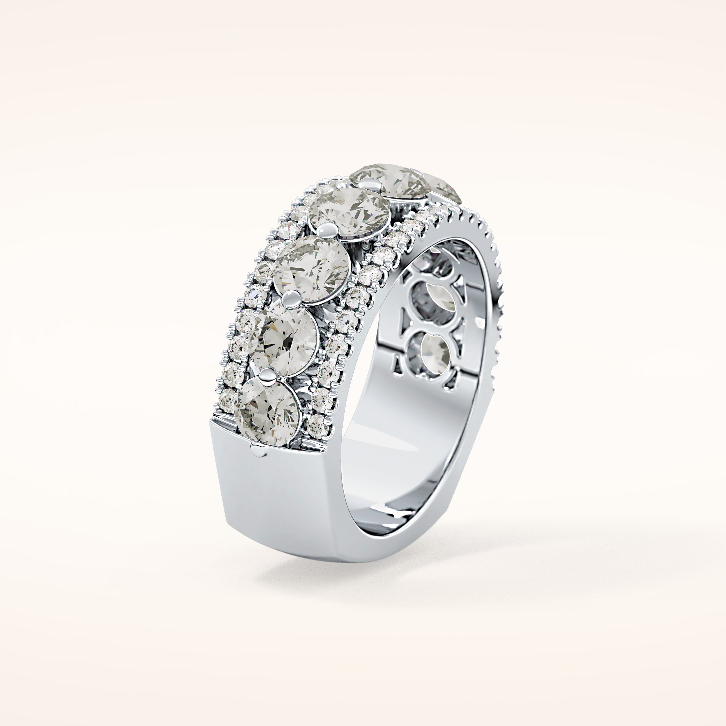 2.67 TCW Round Shaped Moissanite Half Eternity Wedding Band