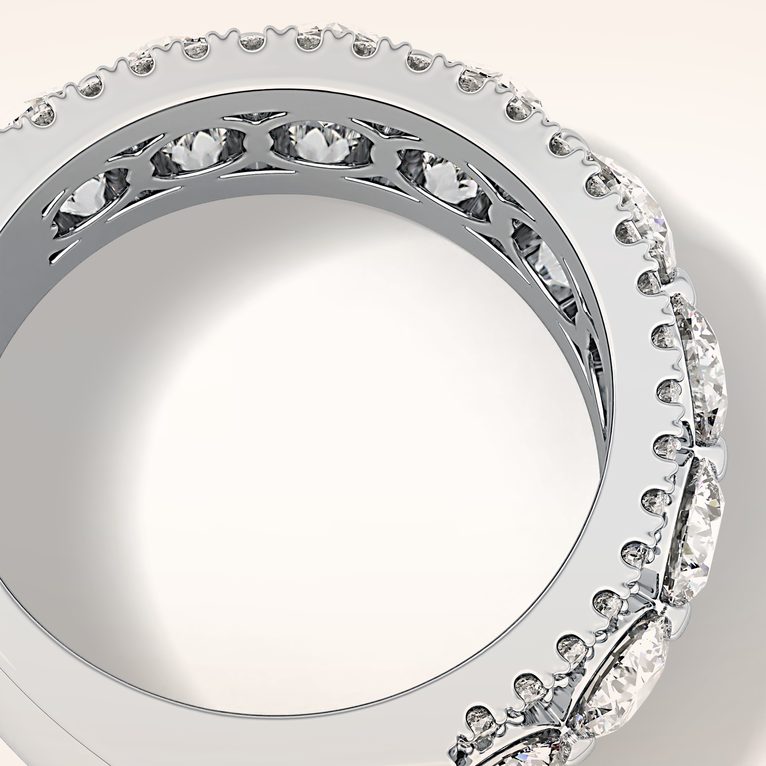 2.67 TCW Round Shaped Moissanite Half Eternity Wedding Band