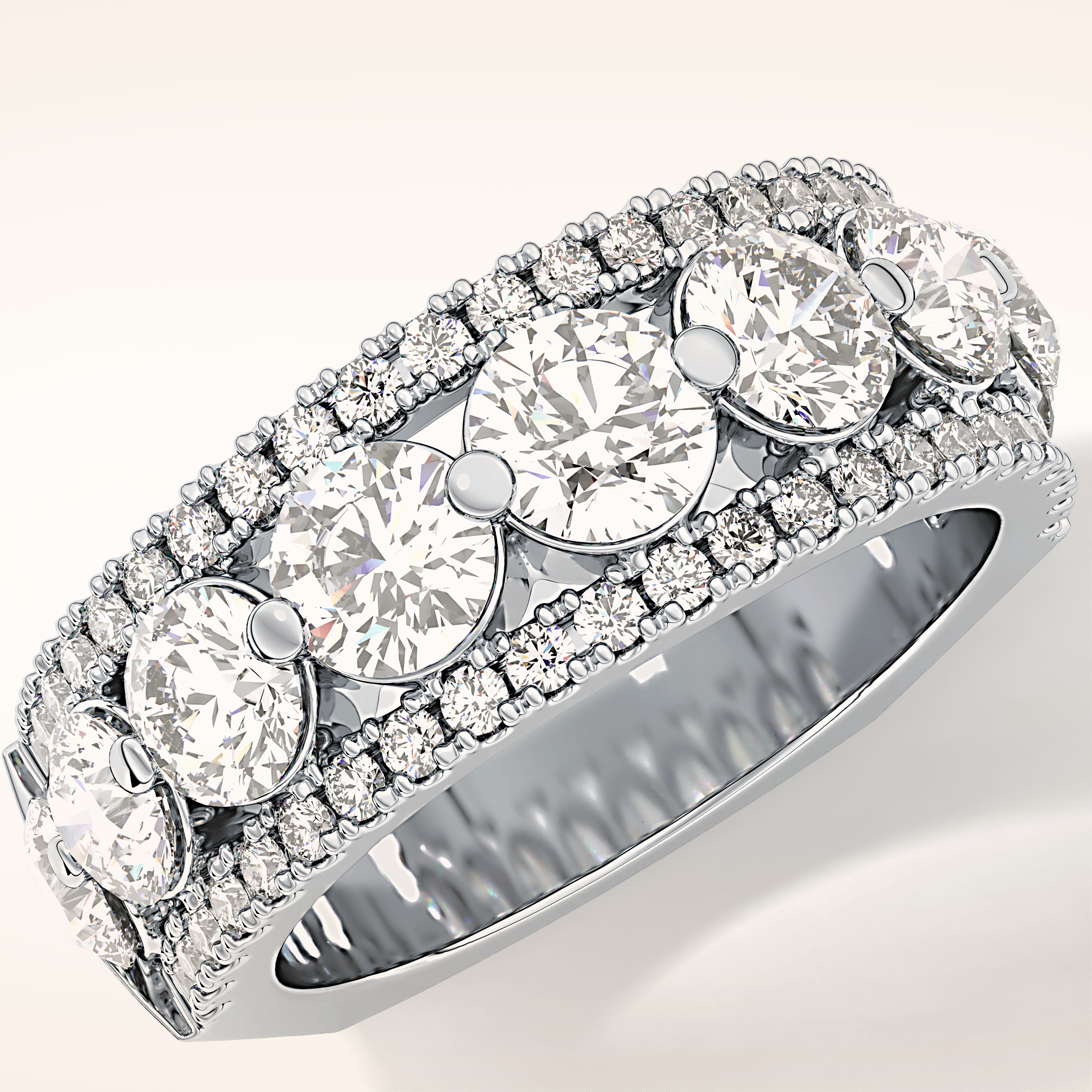 2.67 TCW Round Shaped Moissanite Half Eternity Wedding Band
