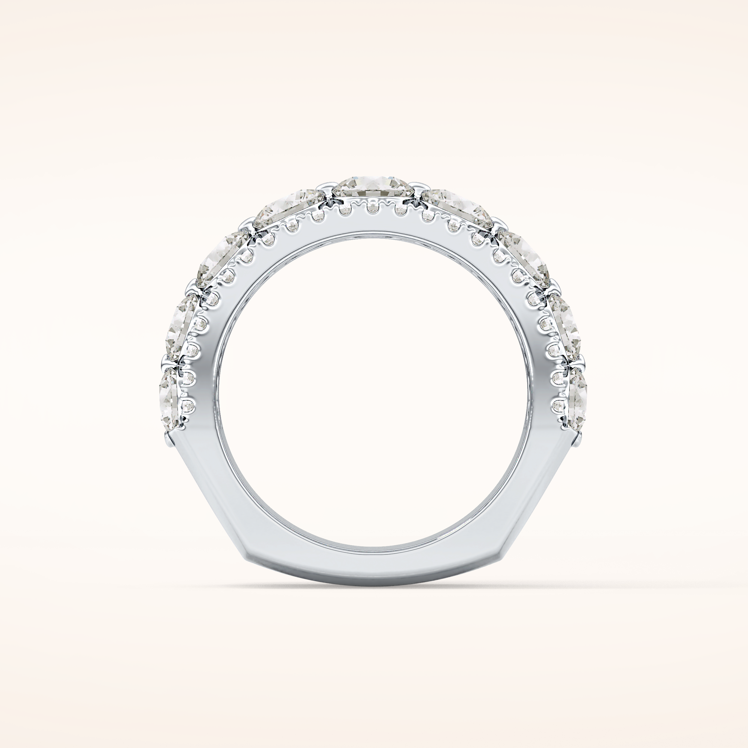 2.67 TCW Round Shaped Moissanite Half Eternity Wedding Band