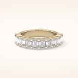2.26 TCW Emerald Shaped Moissanite Half Eternity Wedding Band