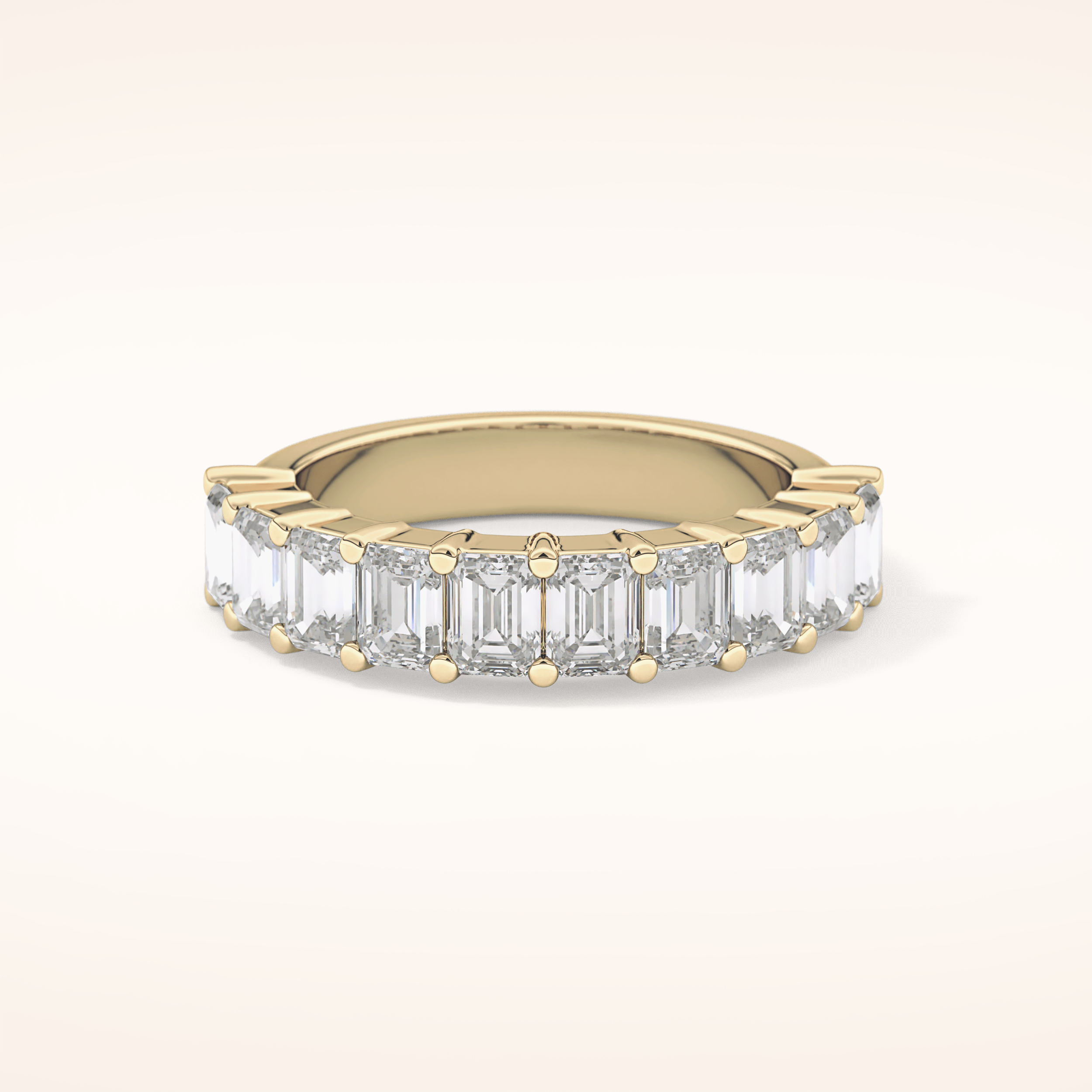 2.26 TCW Emerald Shaped Moissanite Half Eternity Wedding Band