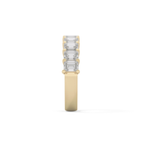 Half Eternity Wedding Band with 2.26 TCW Emerald Cut Moissanite – Yellow, White, or Rose Gold