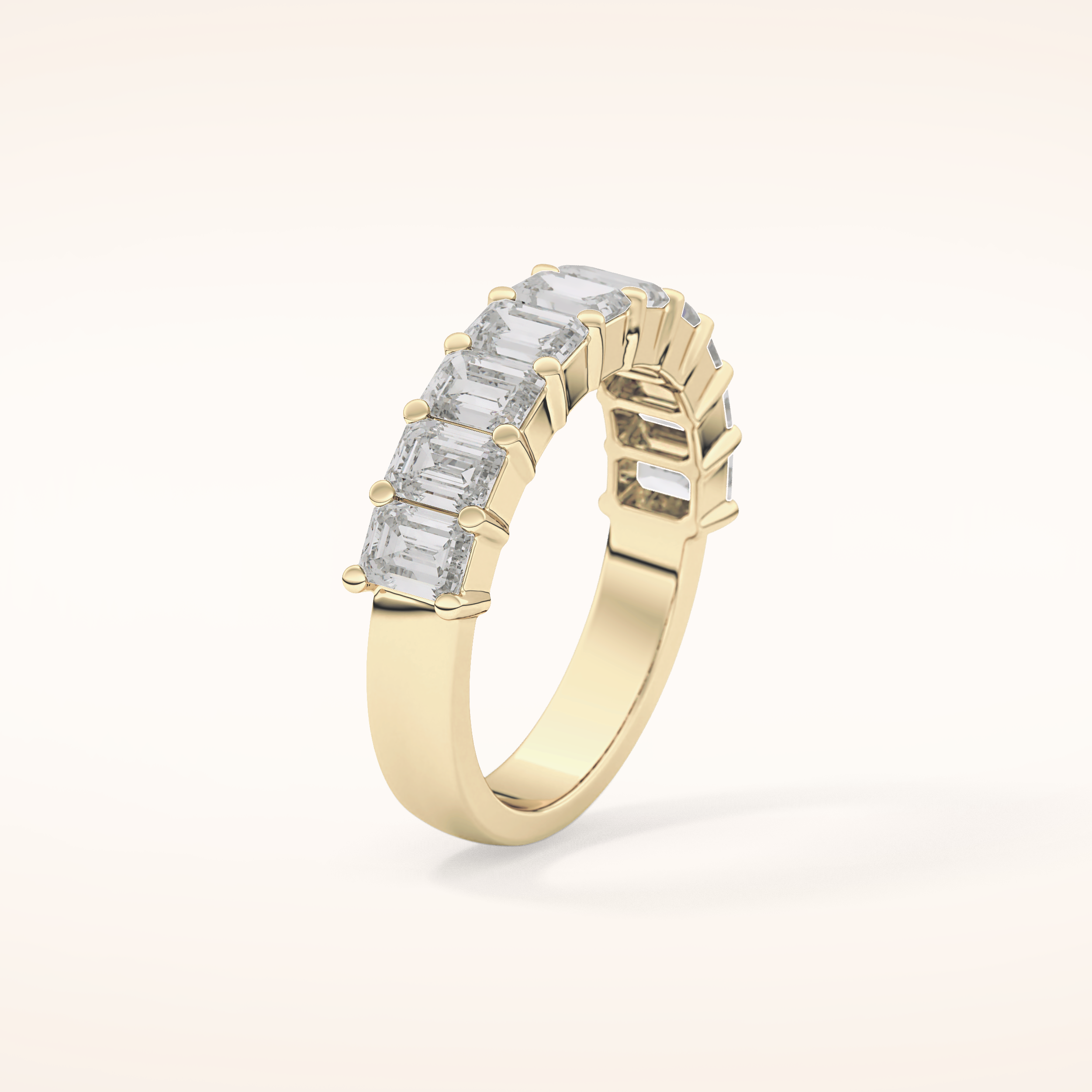 2.26 TCW Emerald Shaped Moissanite Half Eternity Wedding Band