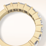 2.26 TCW Emerald Shaped Moissanite Half Eternity Wedding Band