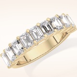 2.26 TCW Emerald Shaped Moissanite Half Eternity Wedding Band