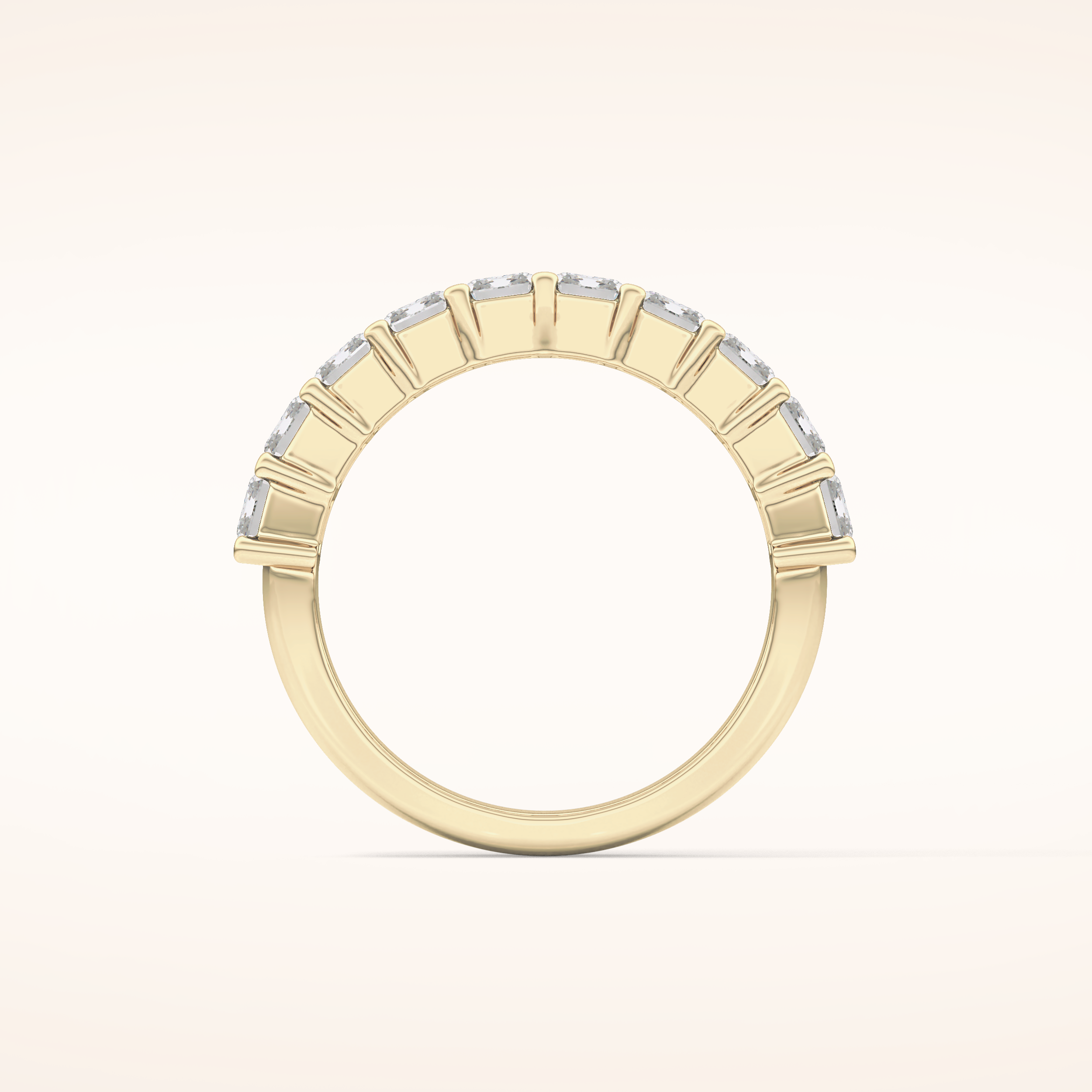 2.26 TCW Emerald Shaped Moissanite Half Eternity Wedding Band