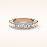 2.26 TCW Emerald Shaped Moissanite Half Eternity Wedding Band