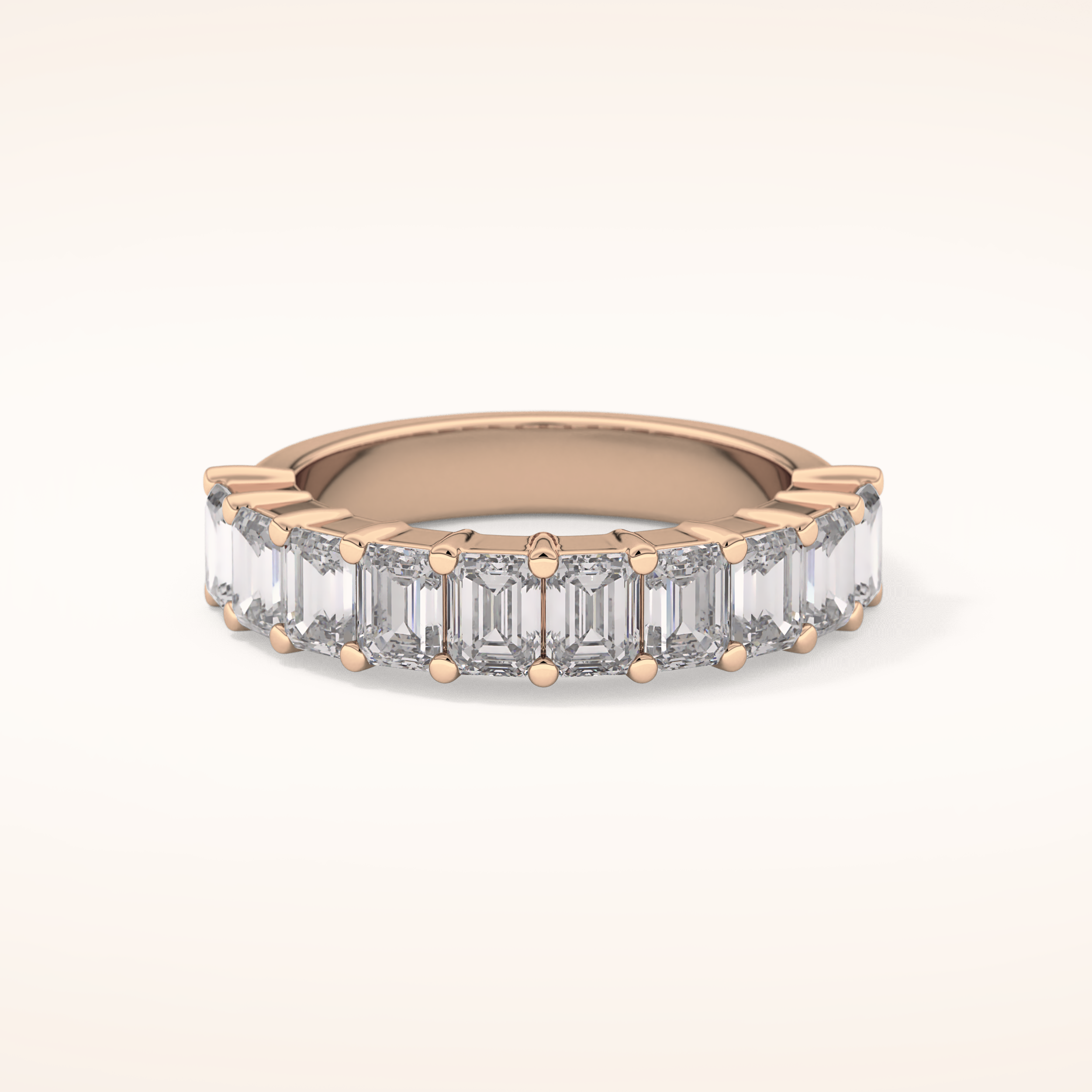 2.26 TCW Emerald Shaped Moissanite Half Eternity Wedding Band