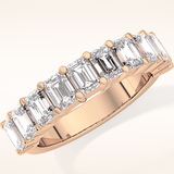 2.26 TCW Emerald Shaped Moissanite Half Eternity Wedding Band