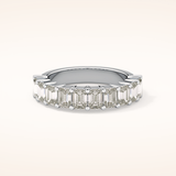 2.26 TCW Emerald Shaped Moissanite Half Eternity Wedding Band
