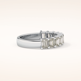 2.26 TCW Emerald Shaped Moissanite Half Eternity Wedding Band