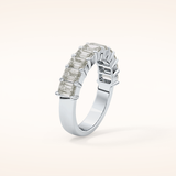 2.26 TCW Emerald Shaped Moissanite Half Eternity Wedding Band