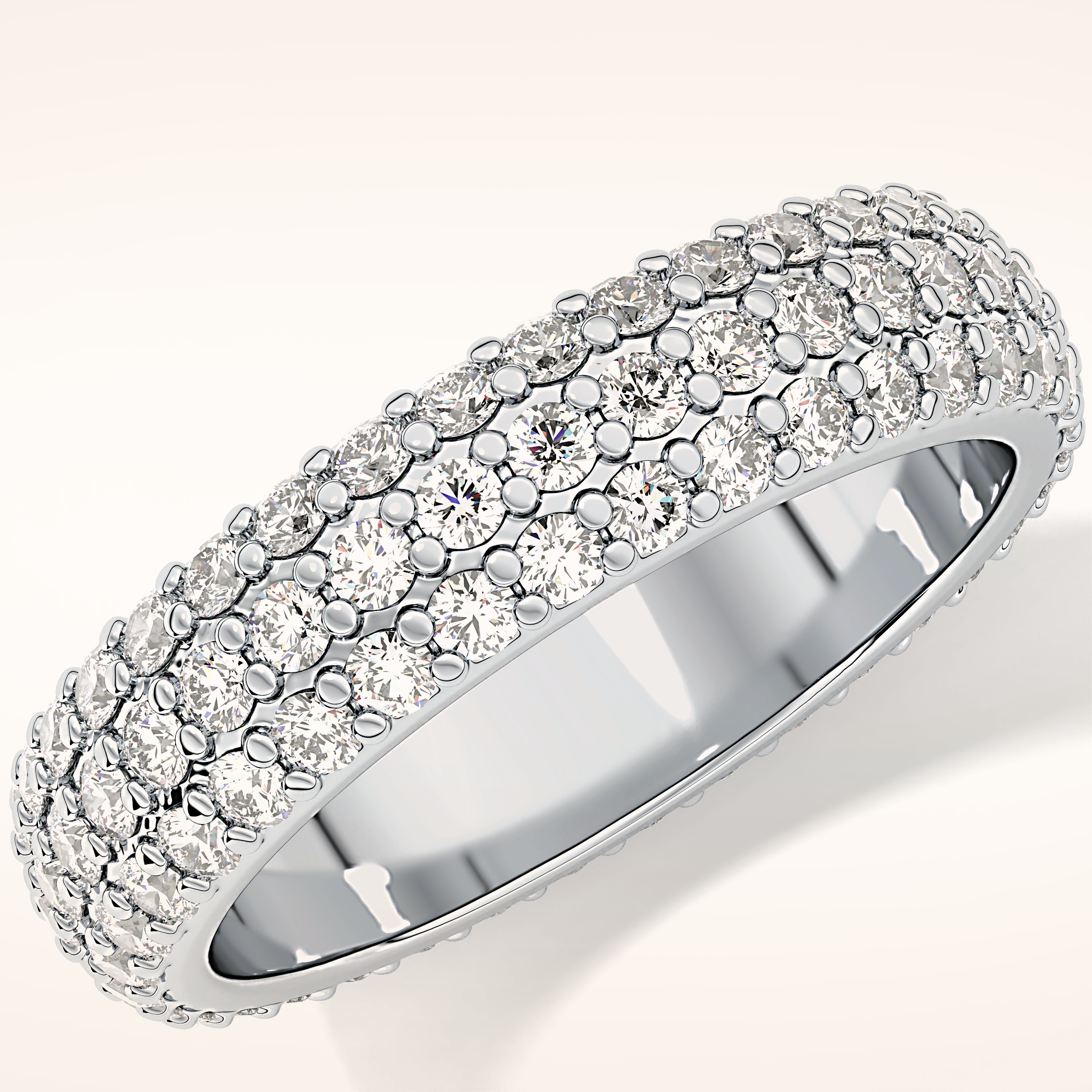 1.36 TCW Round Shaped Moissanite Full Eternity Wedding Band