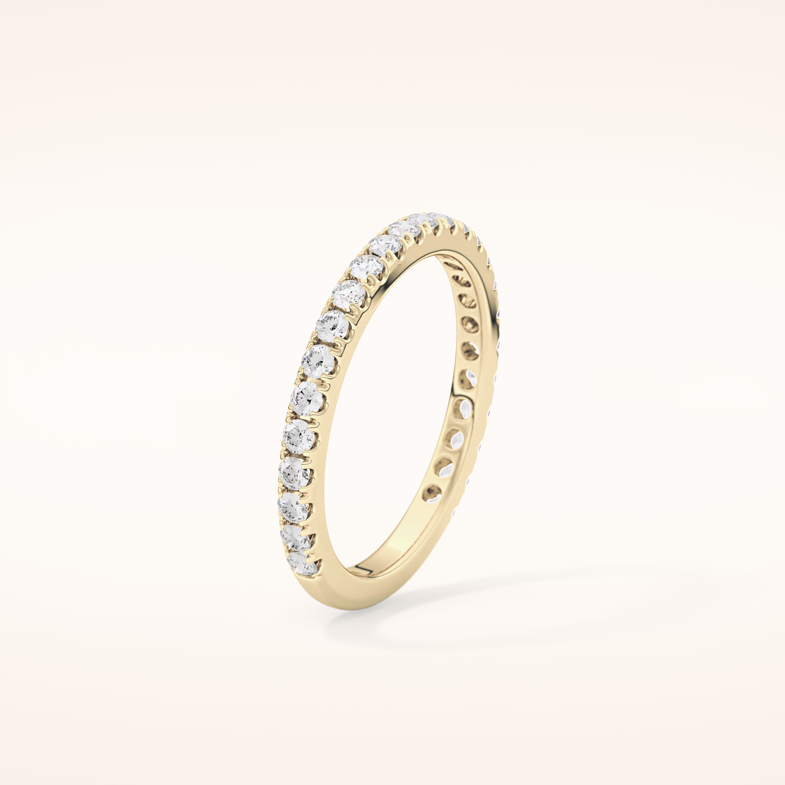 0.46 TCW Round Shaped Moissanite Half Eternity Wedding Band
