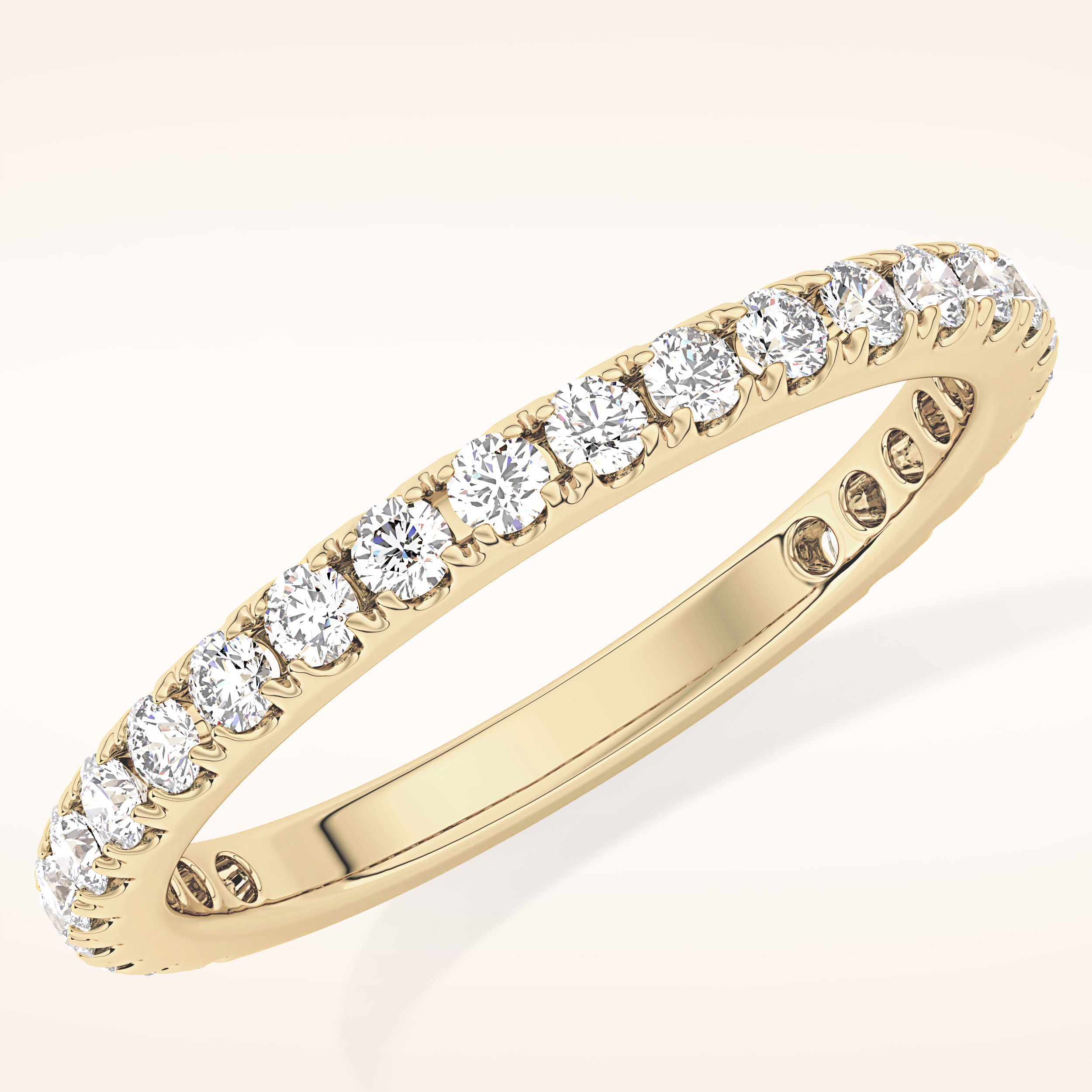 0.46 TCW Round Shaped Moissanite Half Eternity Wedding Band