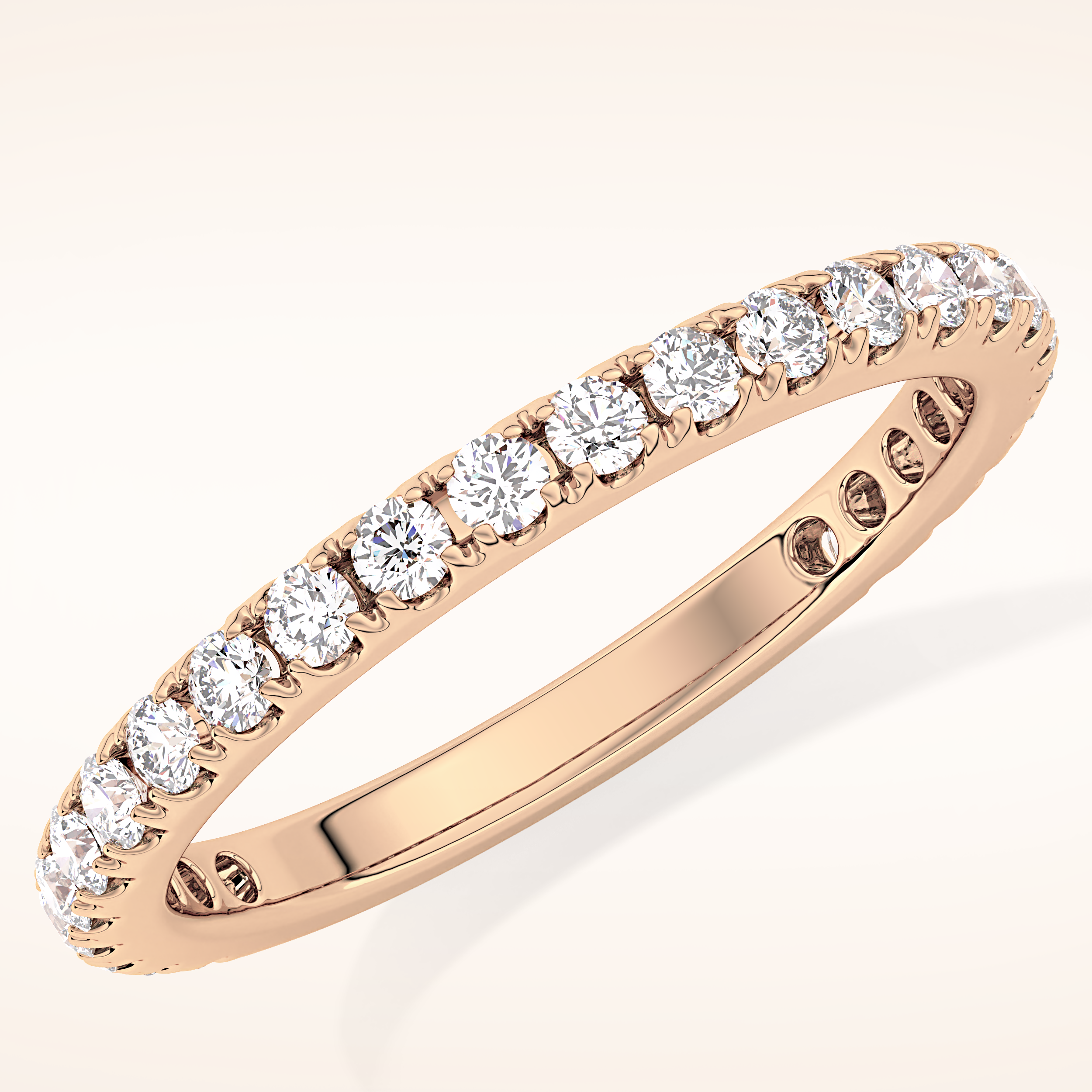 0.46 TCW Round Shaped Moissanite Half Eternity Wedding Band