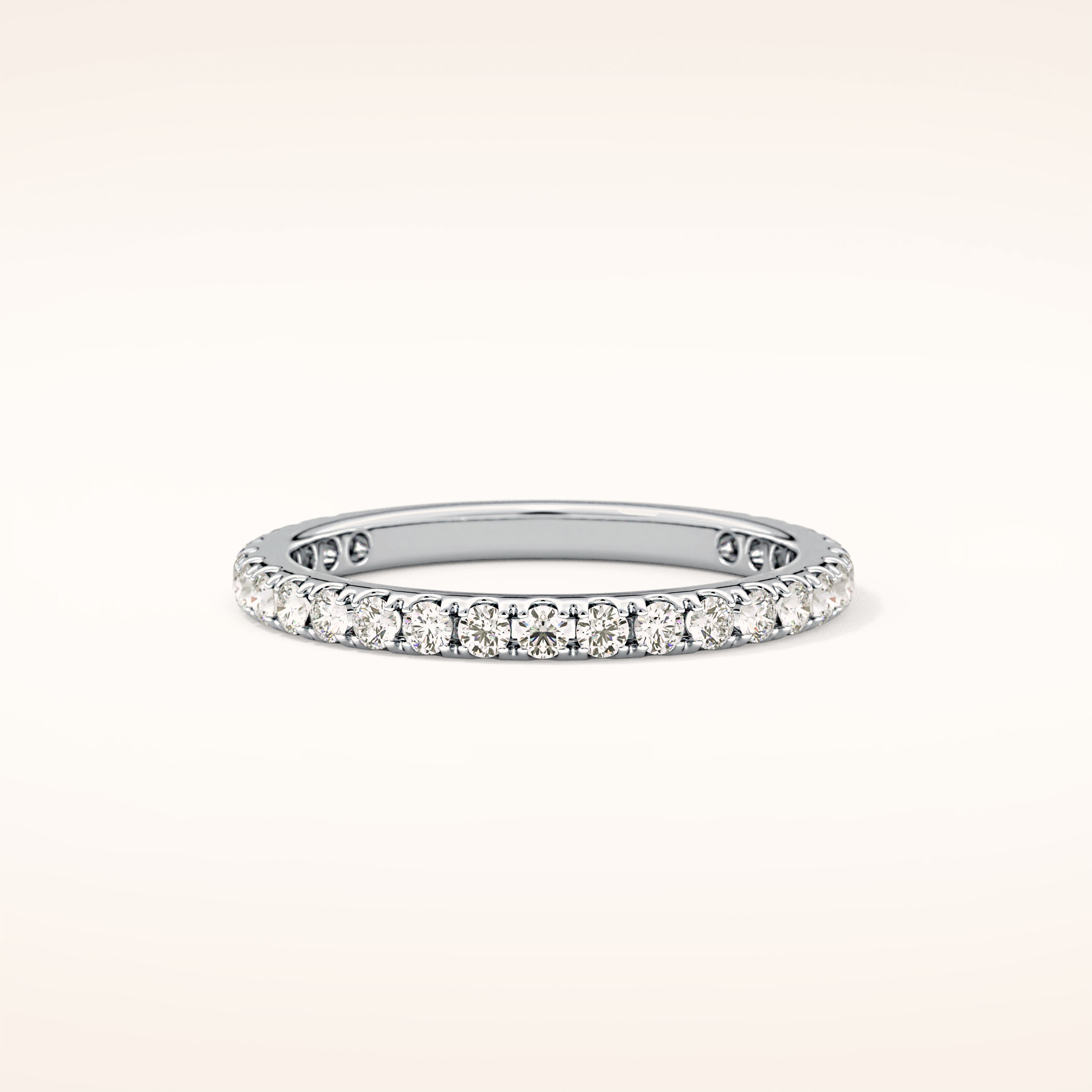 0.46 TCW Round Shaped Moissanite Half Eternity Wedding Band