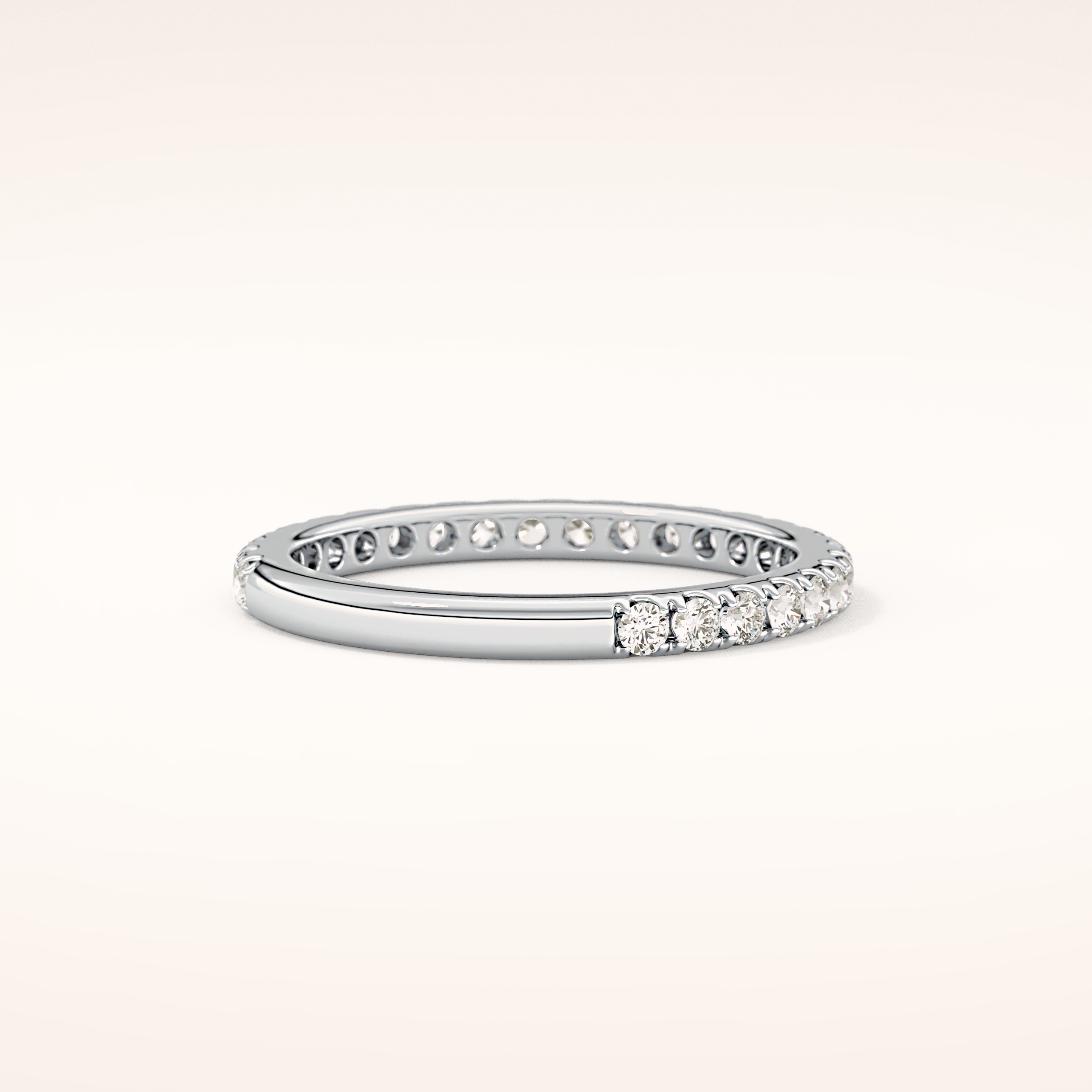 0.46 TCW Round Shaped Moissanite Half Eternity Wedding Band