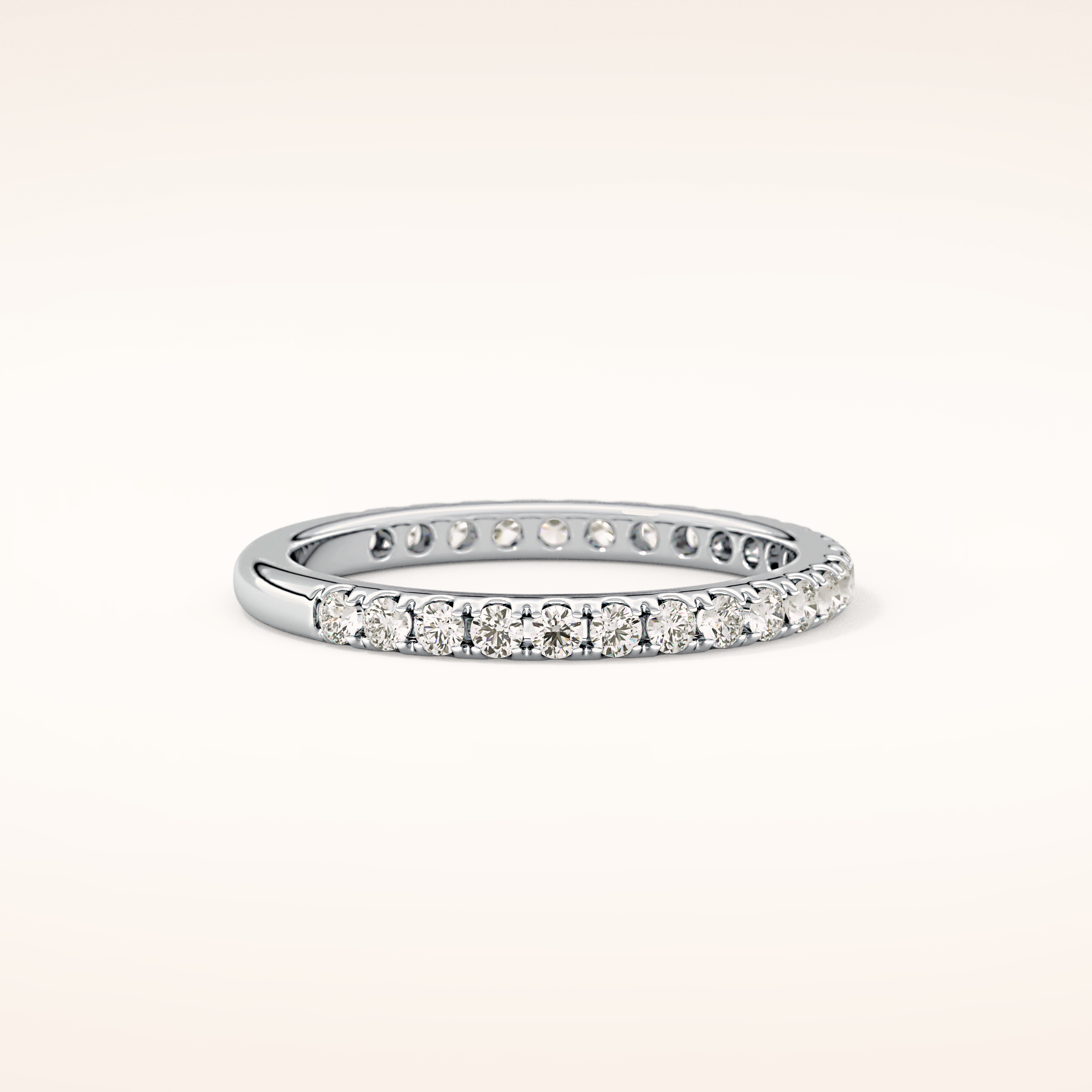0.46 TCW Round Shaped Moissanite Half Eternity Wedding Band