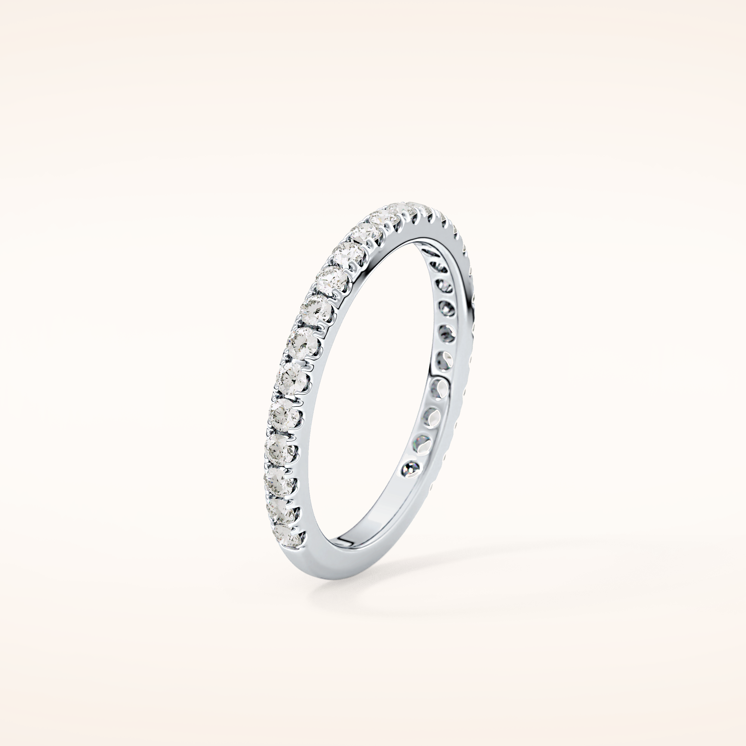 0.46 TCW Round Shaped Moissanite Half Eternity Wedding Band
