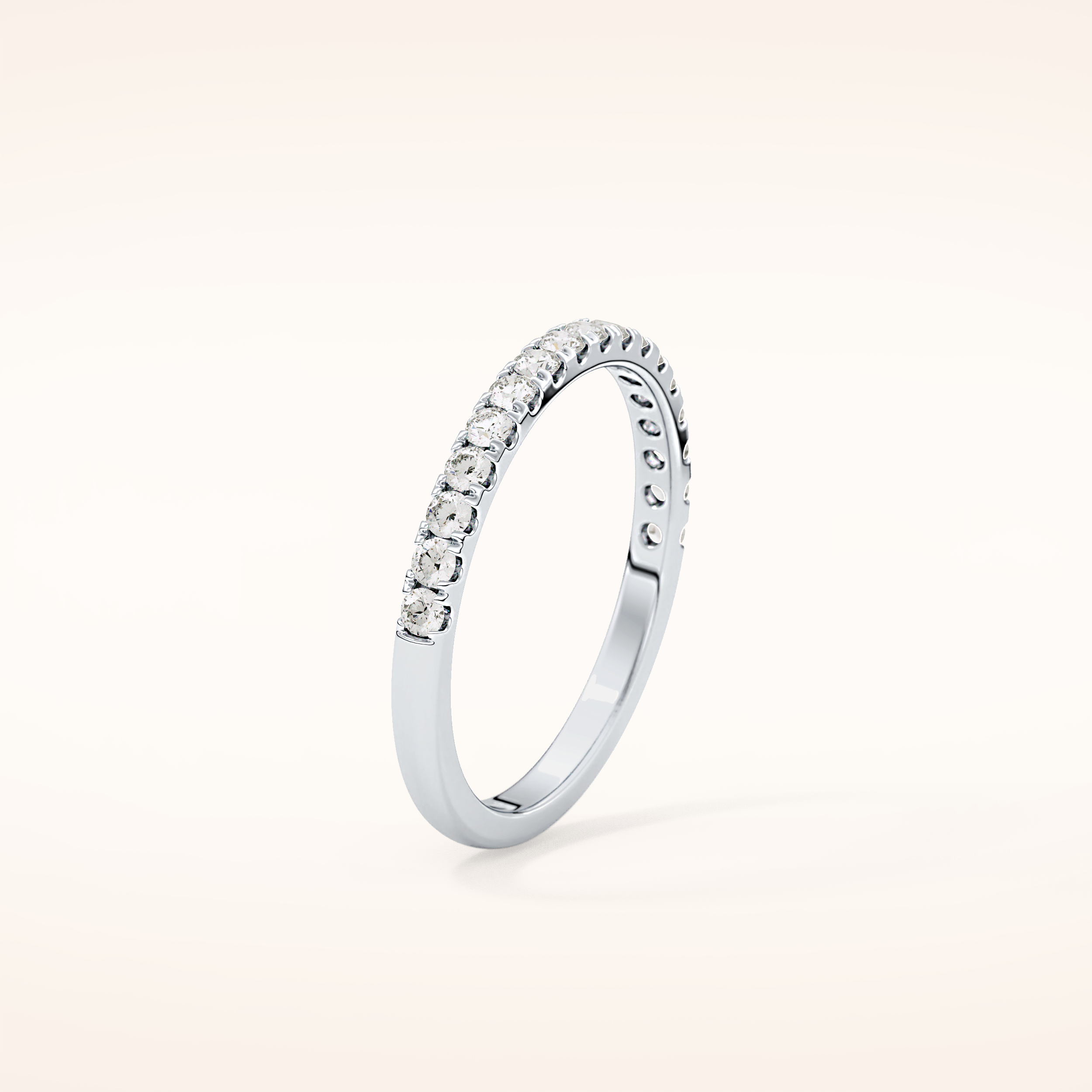 0.31 TCW Round Shaped Moissanite Half Eternity Wedding Band