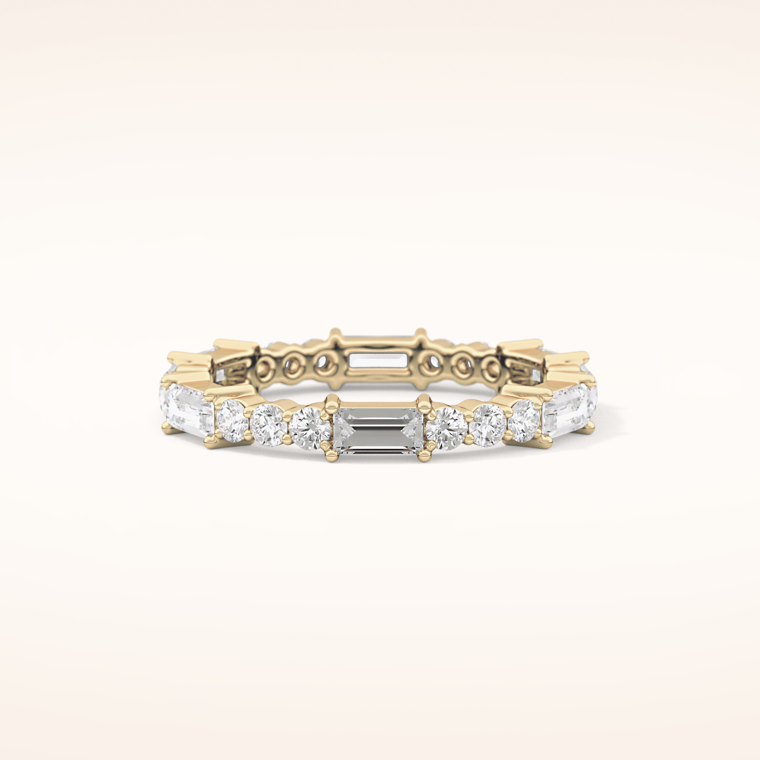 1.23 TCW Round & Baguette Shaped Moissanite Full Eternity Wedding Band