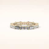 1.23 TCW Round & Baguette Shaped Moissanite Full Eternity Wedding Band