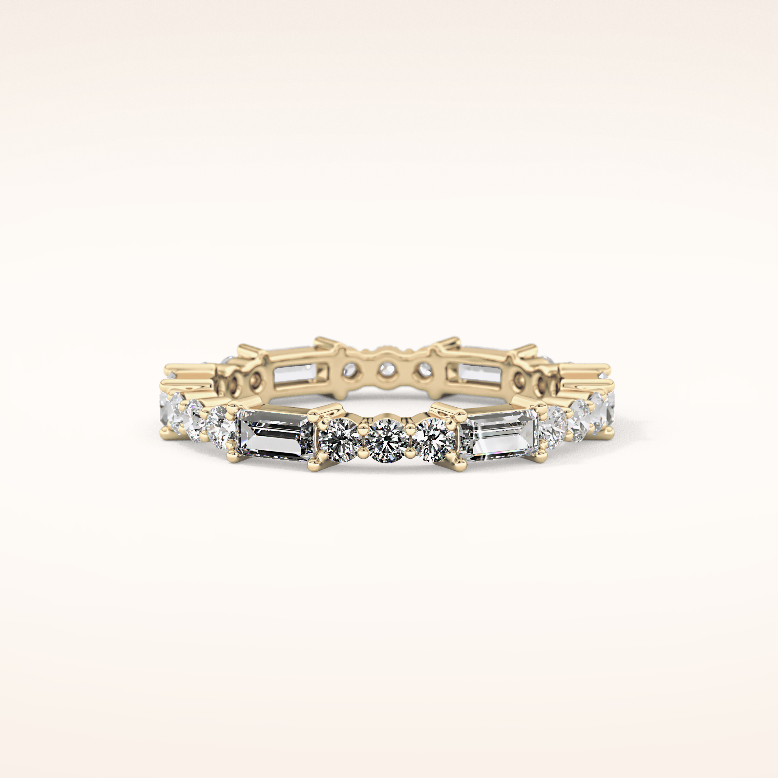 1.23 TCW Round & Baguette Shaped Moissanite Full Eternity Wedding Band