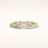 1.23 TCW Round & Baguette Shaped Moissanite Full Eternity Wedding Band