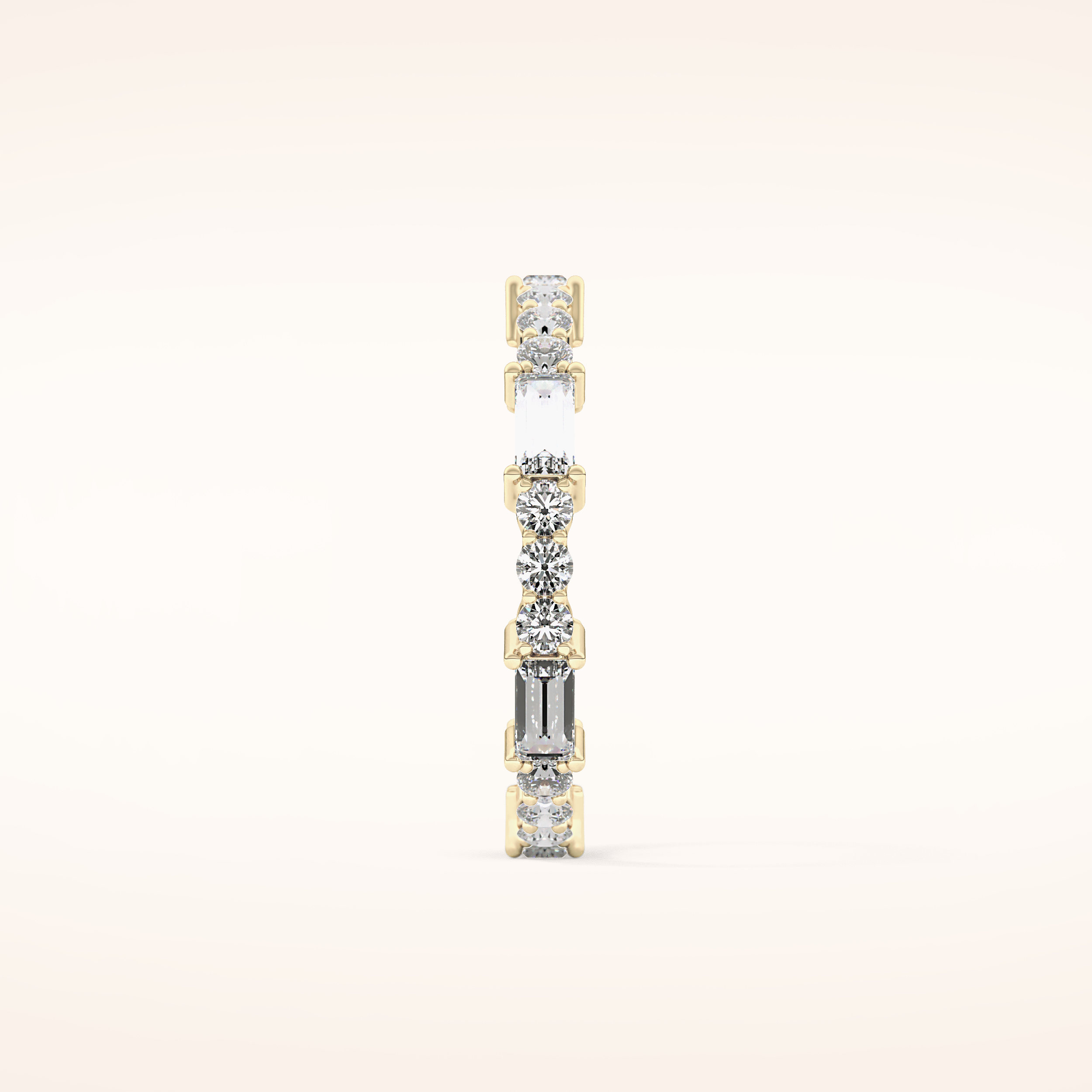 1.23 TCW Round & Baguette Shaped Moissanite Full Eternity Wedding Band