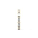 Full Eternity Wedding Band with 1.23 TCW Round & Baguette Cut Moissanite – Yellow, White, or Rose Gold