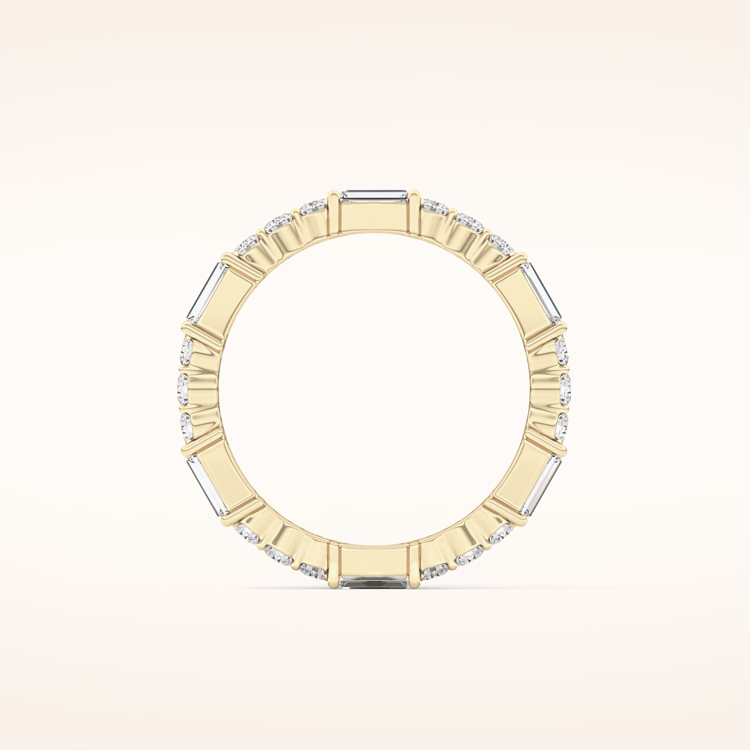1.23 TCW Round & Baguette Shaped Moissanite Full Eternity Wedding Band