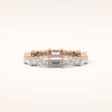 1.23 TCW Round & Baguette Shaped Moissanite Full Eternity Wedding Band