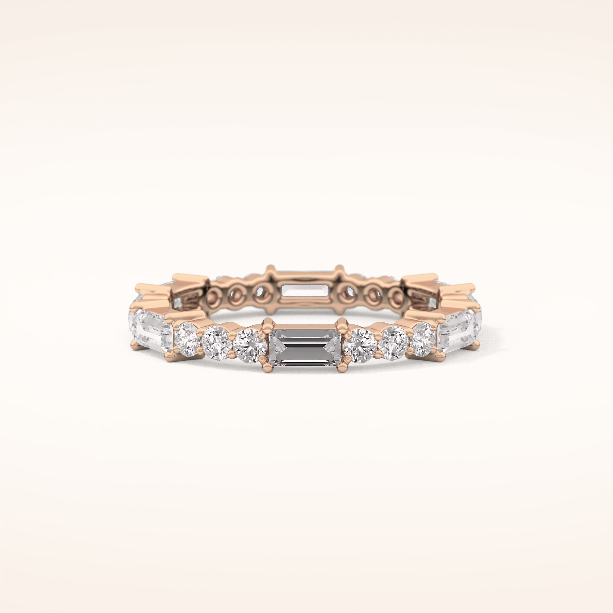 1.23 TCW Round & Baguette Shaped Moissanite Full Eternity Wedding Band