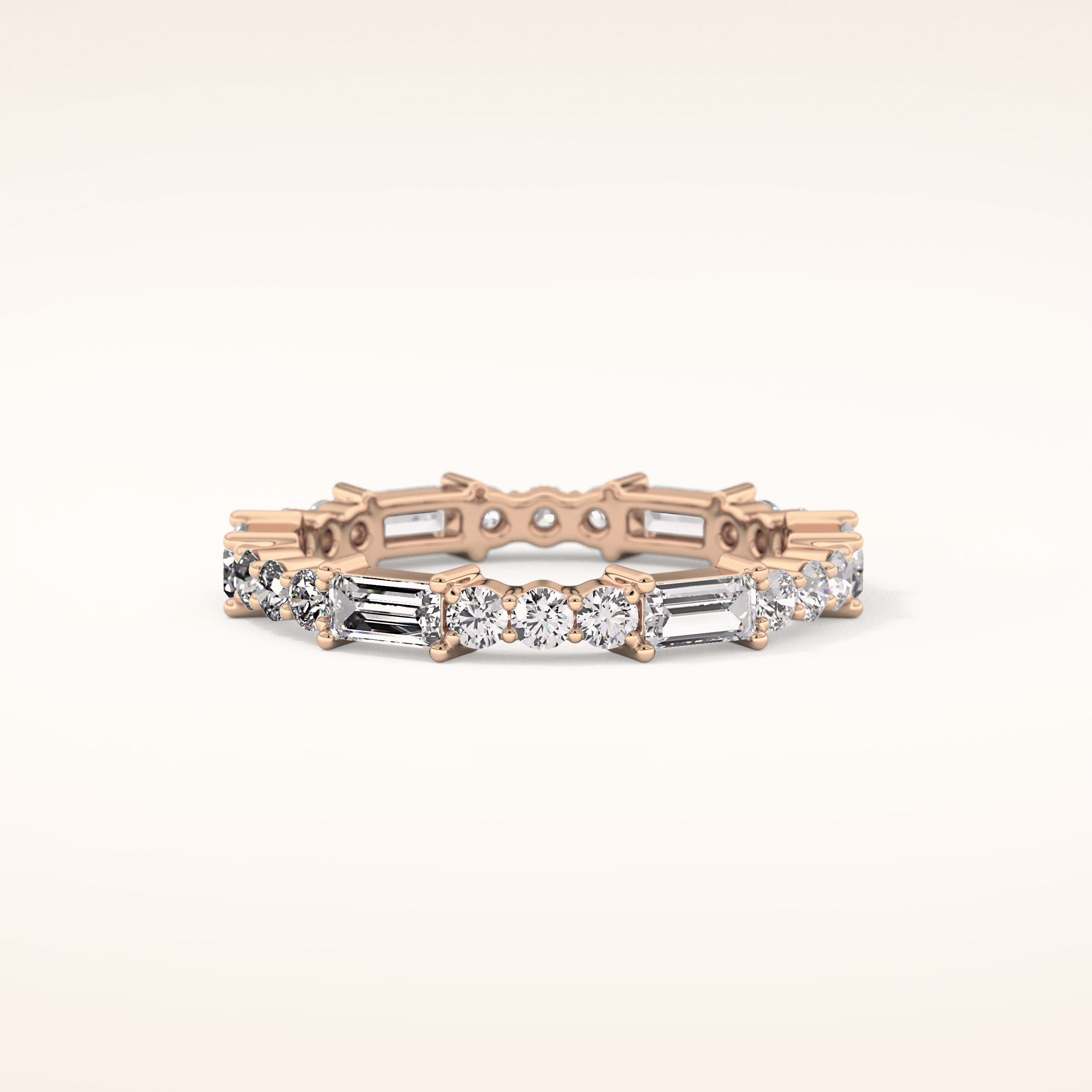 1.23 TCW Round & Baguette Shaped Moissanite Full Eternity Wedding Band