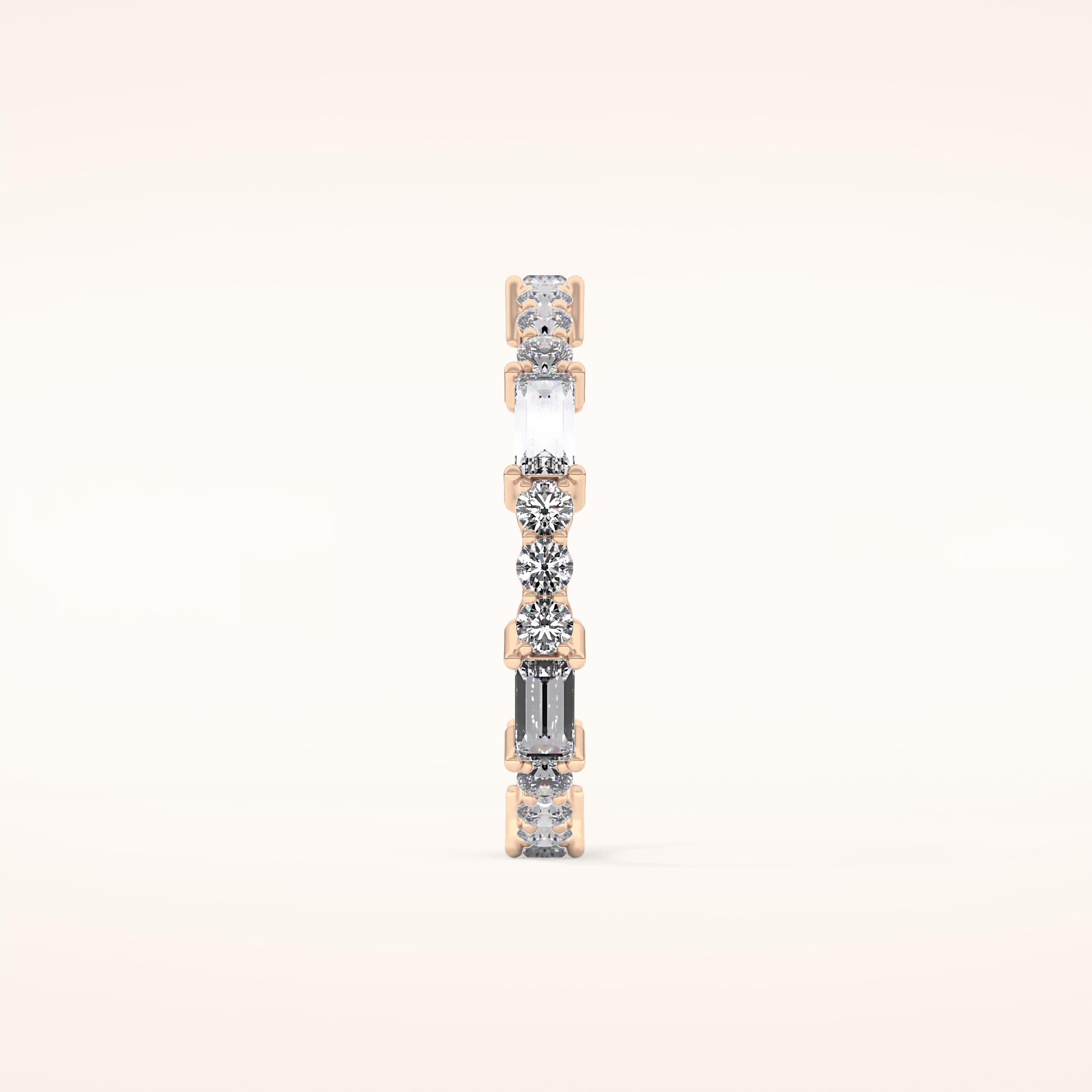 1.23 TCW Round & Baguette Shaped Moissanite Full Eternity Wedding Band
