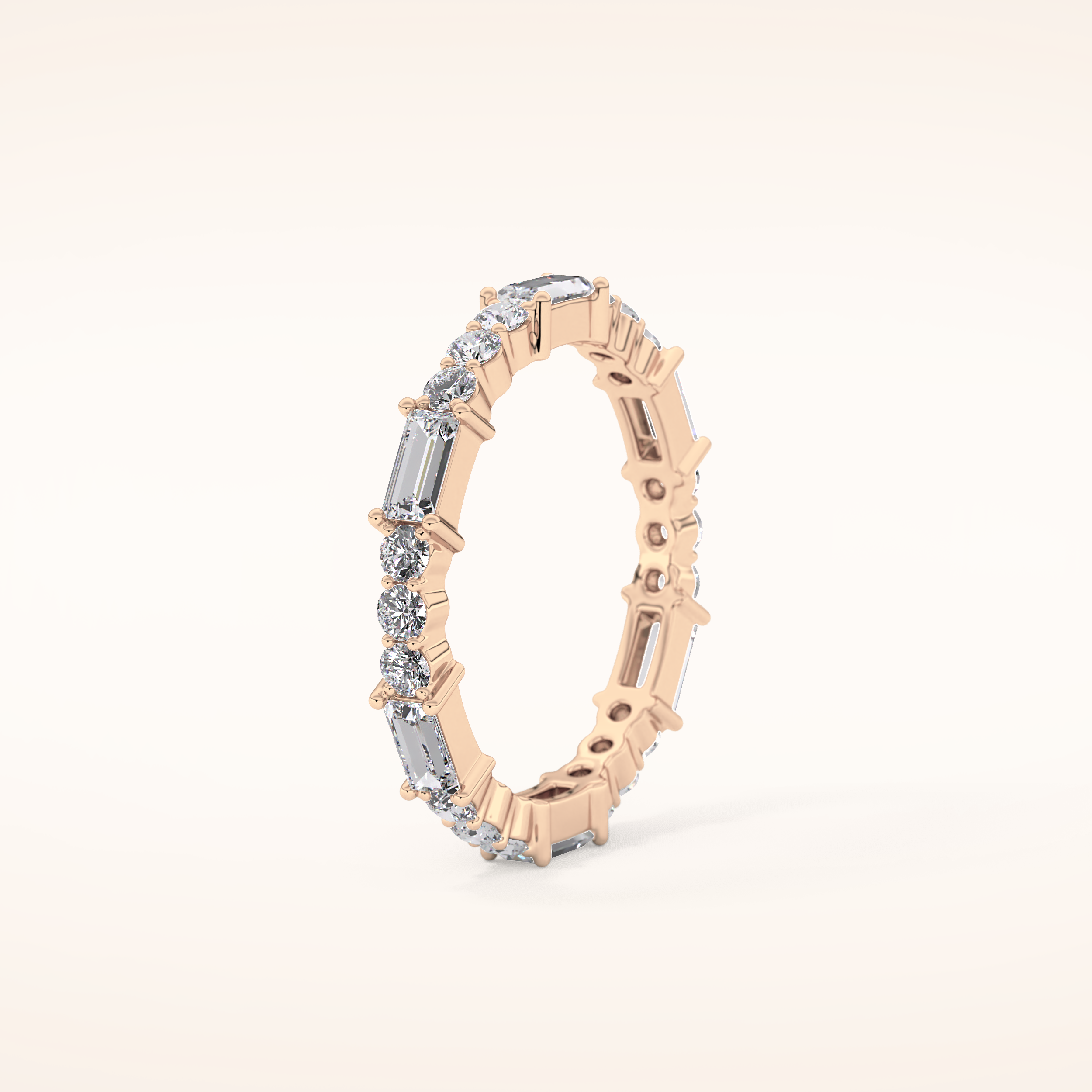 1.23 TCW Round & Baguette Shaped Moissanite Full Eternity Wedding Band