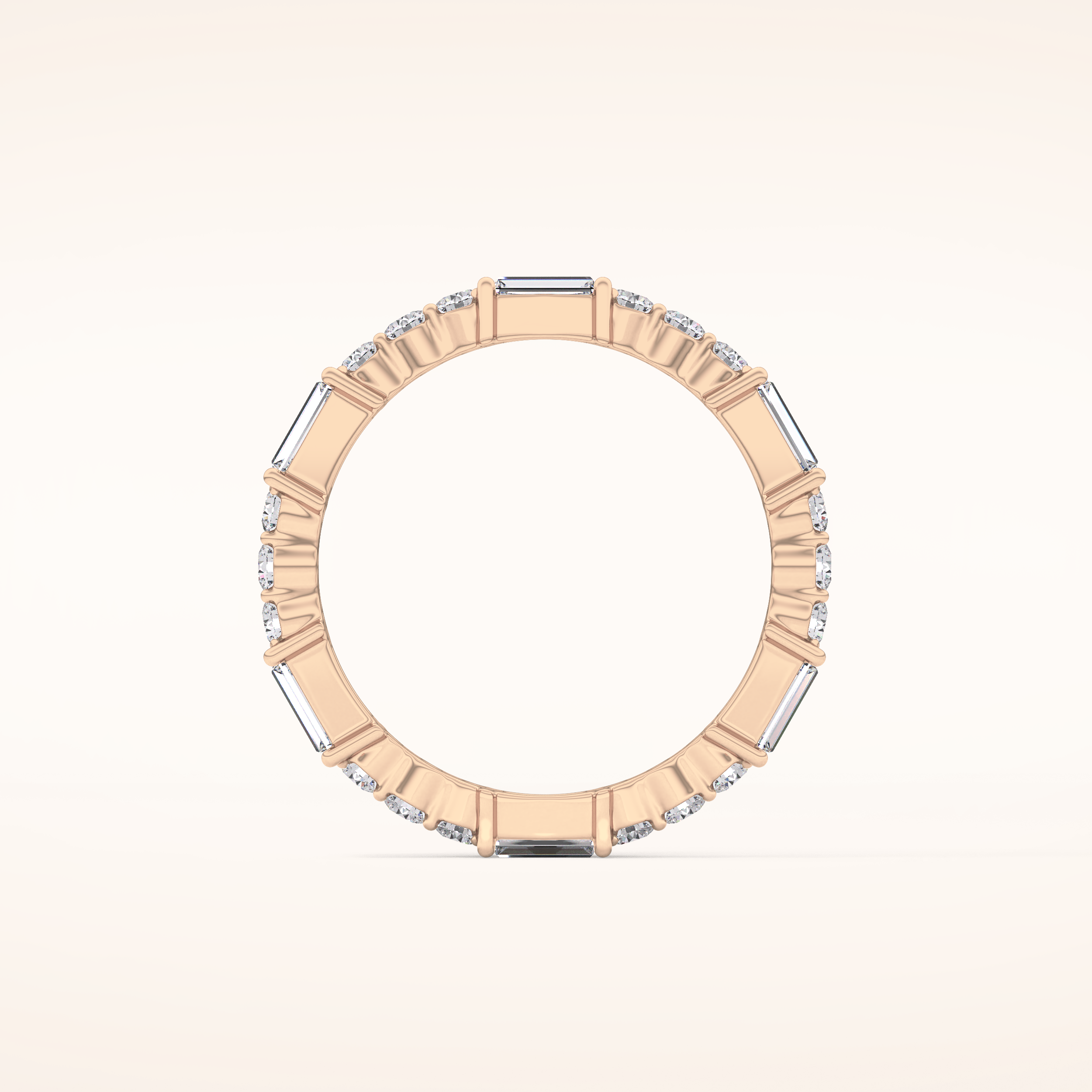 1.23 TCW Round & Baguette Shaped Moissanite Full Eternity Wedding Band