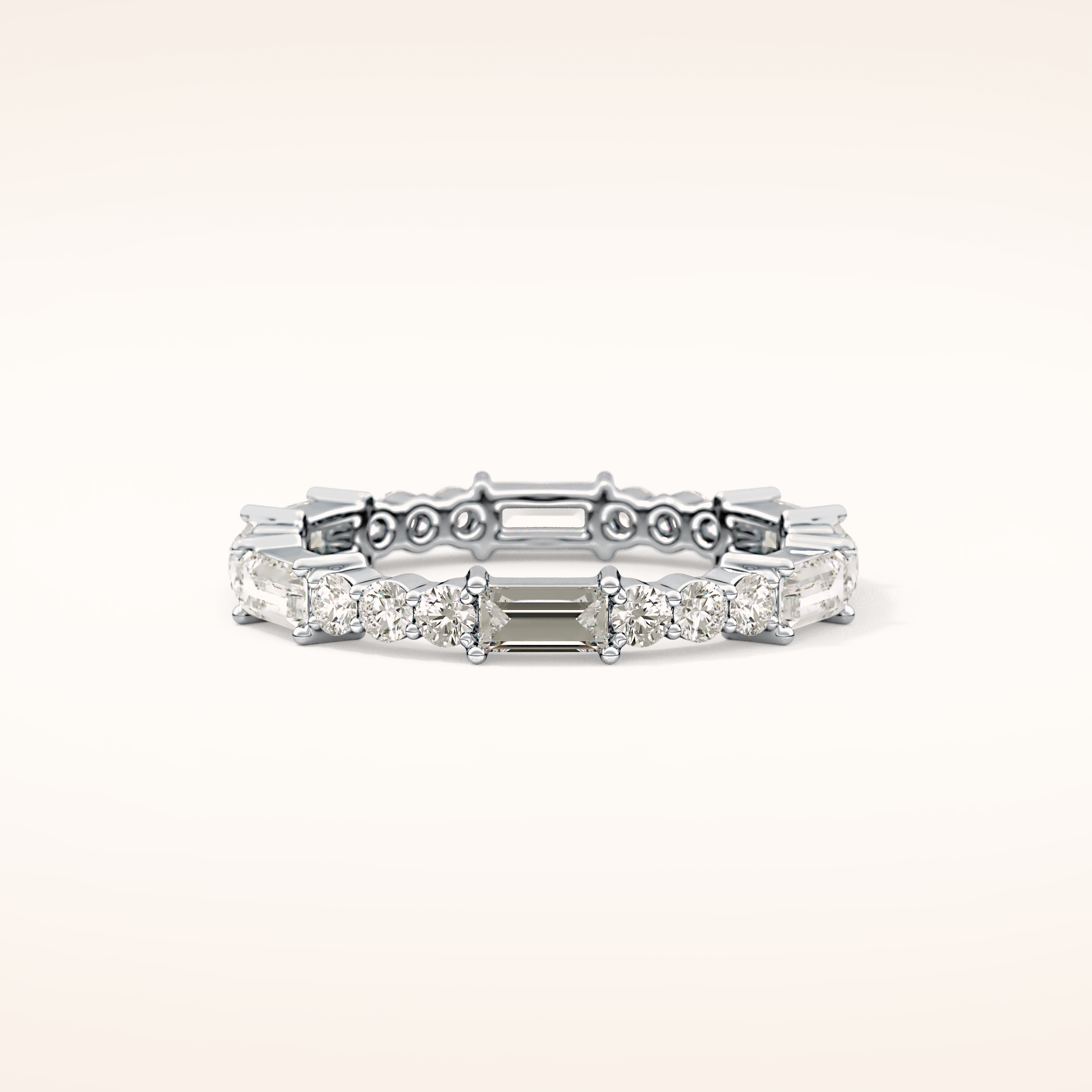 1.23 TCW Round & Baguette Shaped Moissanite Full Eternity Wedding Band